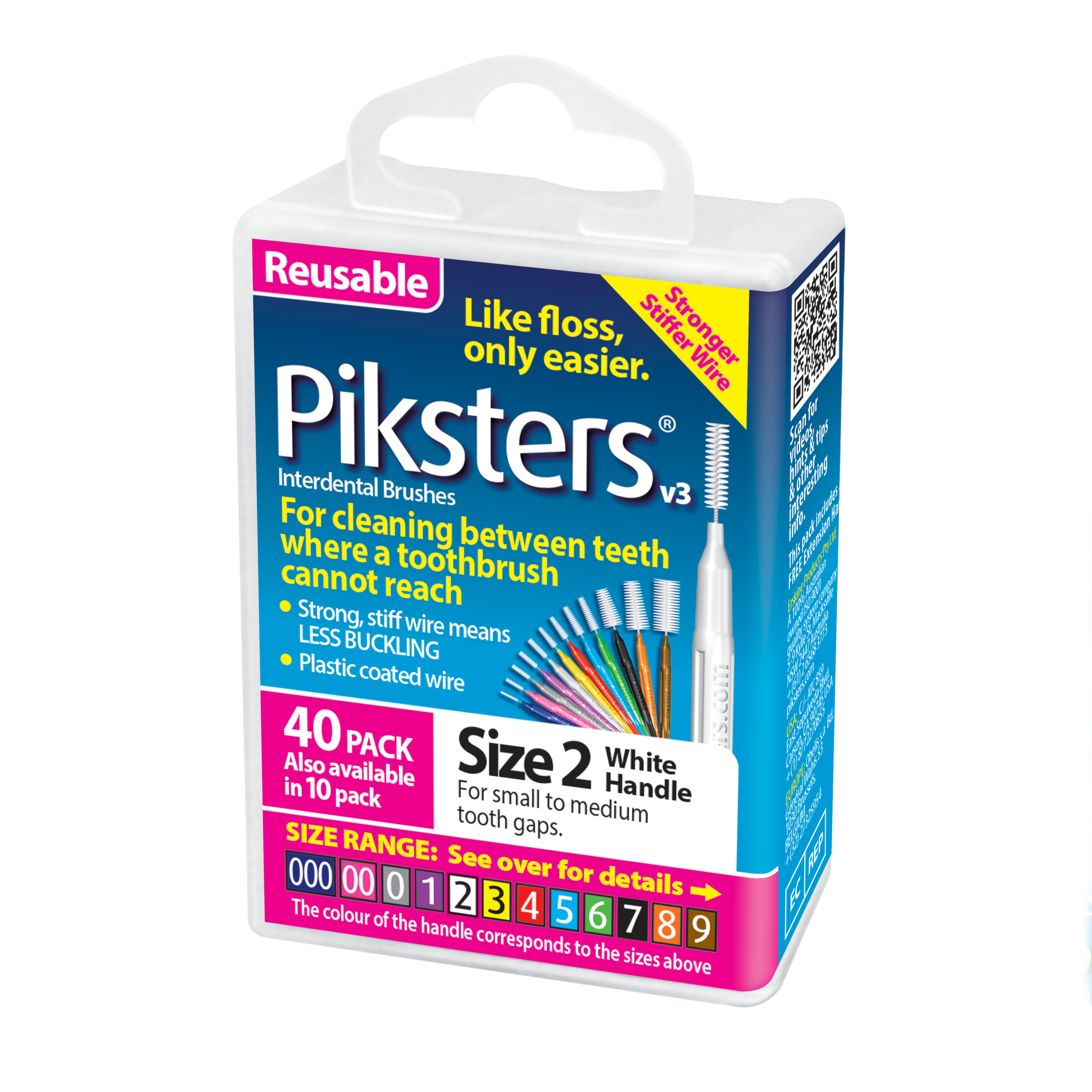 PIKSTERS INTERDENTAL BRUSH SIZE 2 WHITE 40 PACK