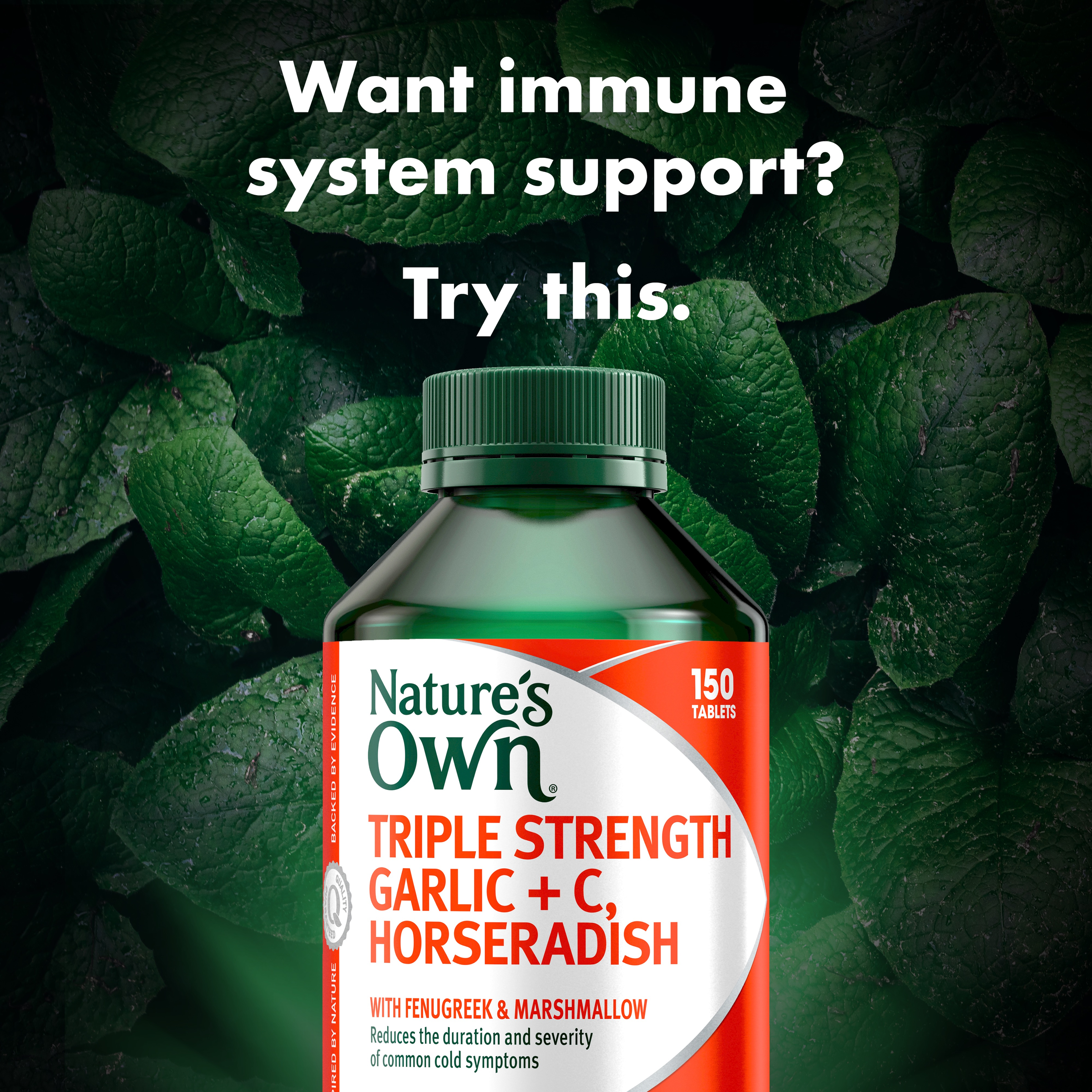 NATURES OWN TRIPLE STRENGTH GARLIC + C HORSERADISH TABLETS - Image 3