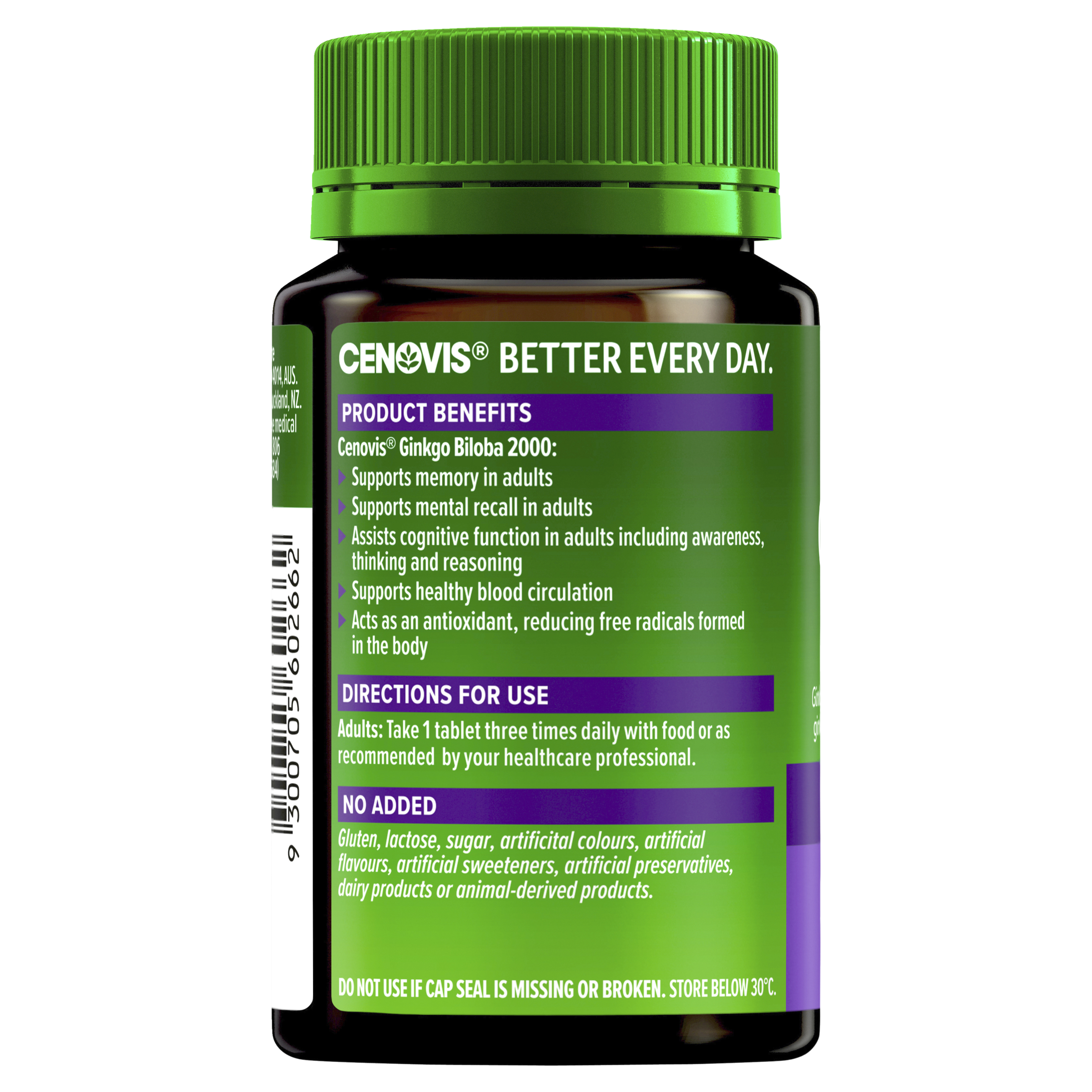 CENOVIS GINKGO BILOBA 2000 100 TABLETS - Image 2