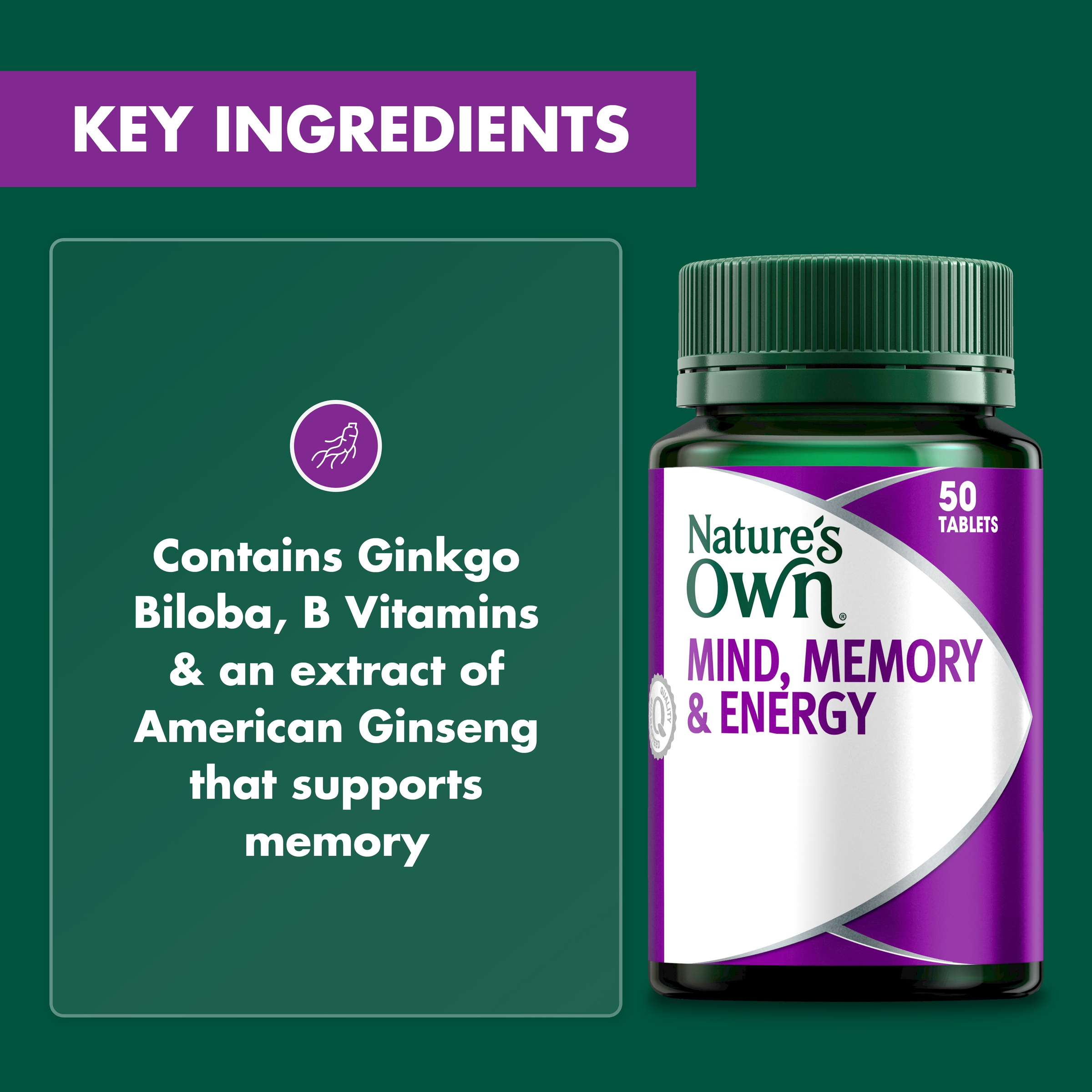 NATURES OWN MIND MEMORY & ENERGY 50 TABLETS - Image 5