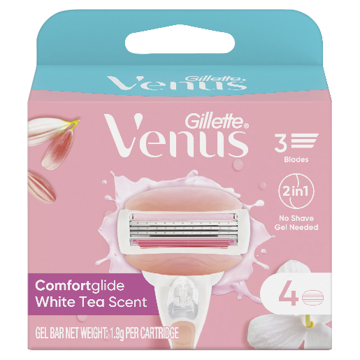 GILLETTE VENUS COMFORTGLIDE WHITE TEA REFILL BLADES 4 PACK