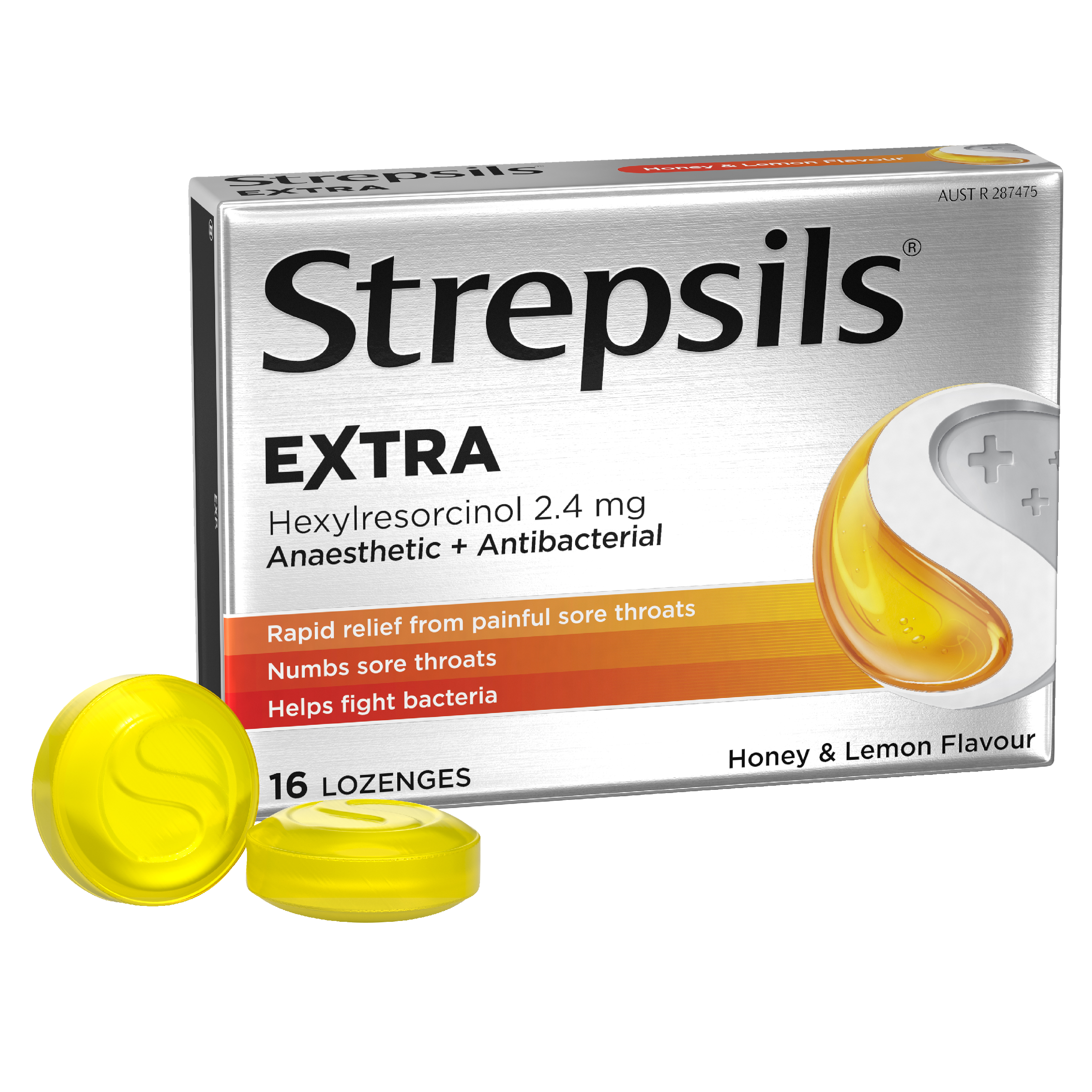 STREPSILS EXTRA HONEY & LEMON 16 LOZENGES