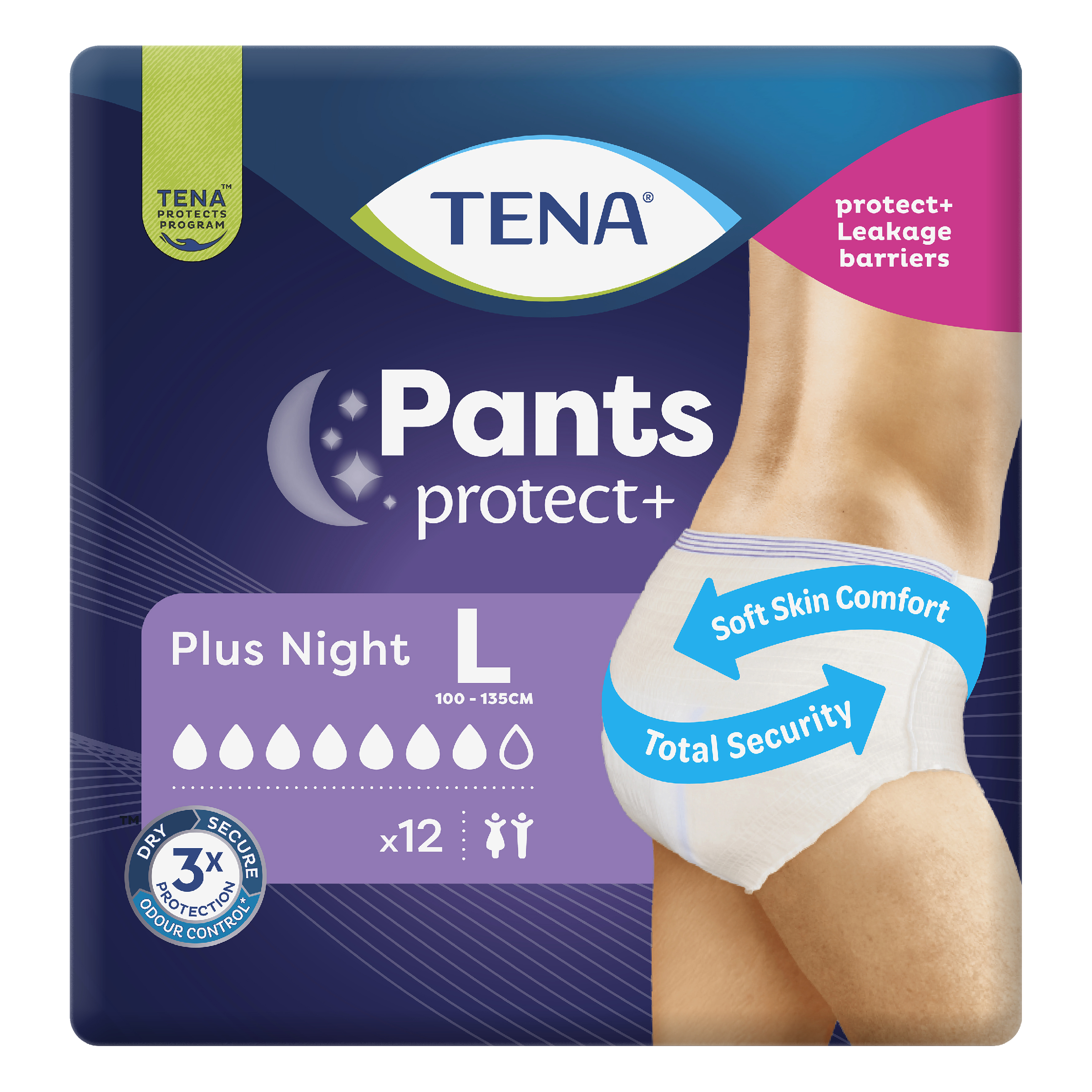 TENA UNISEX PANTS CULOTTES PLUS NIGHT 7D LARGE 12 PACK - Image 2