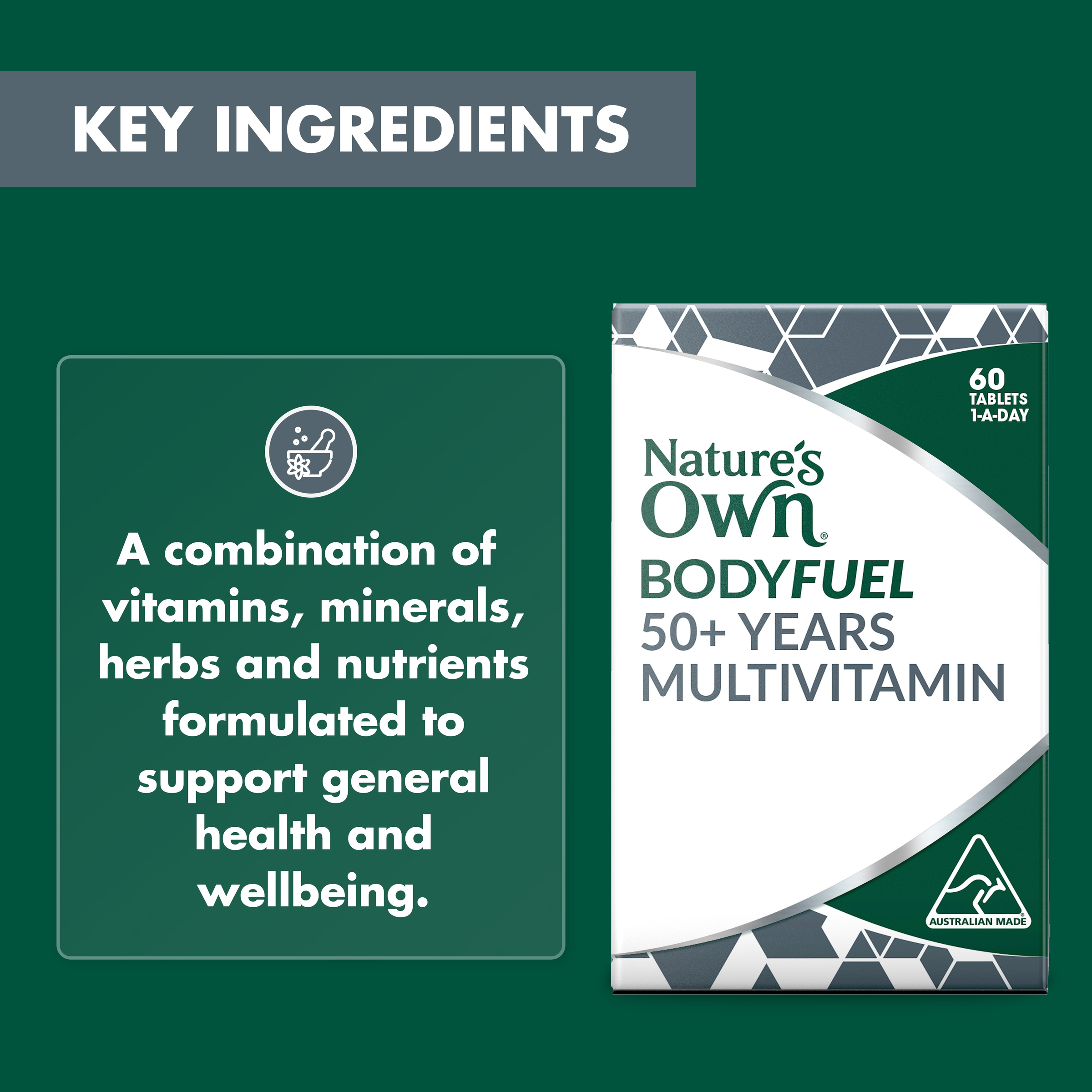 NATURES OWN BODY FUEL 50+ MULTIVITAMINS 60 TABLETS - Image 7