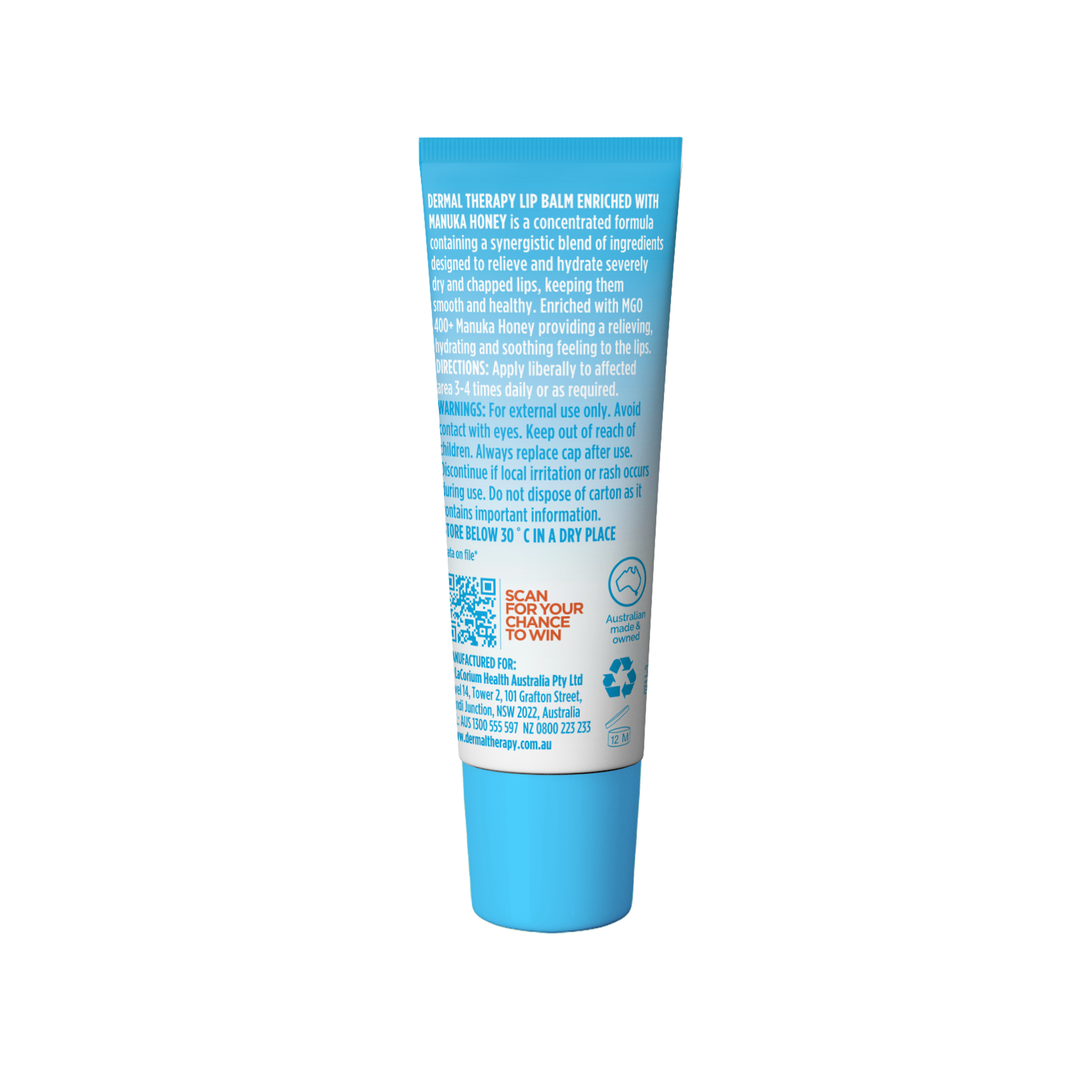 DERMAL THERAPY LIP BALM TUBE MANUKA HONEY 10G - Image 4