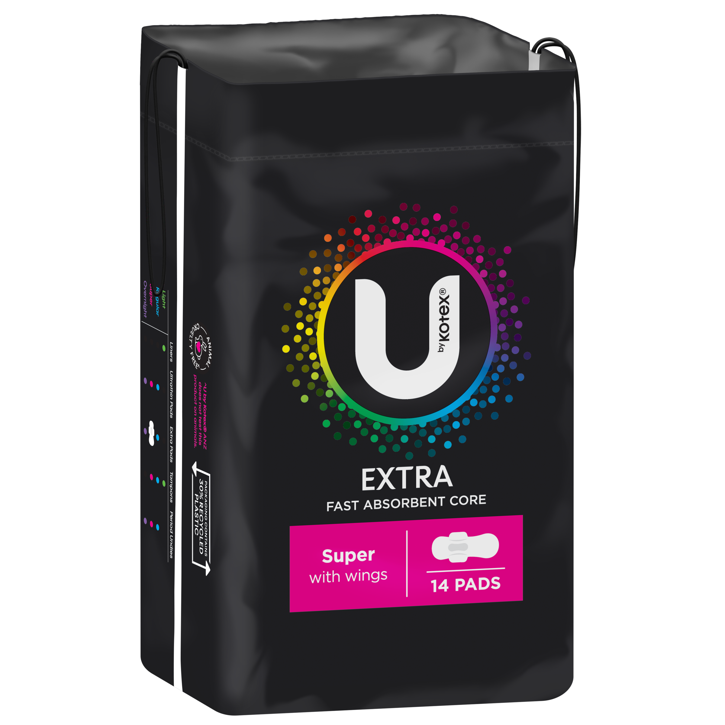 U BY KOTEX PADS EXTRA SUPER WINGS 14 PACK