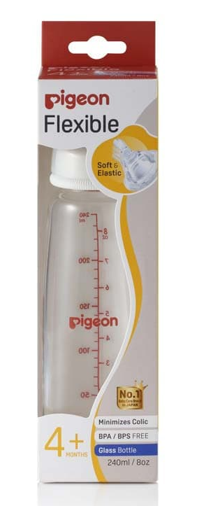 PIGEON BOTTLE SLIM NECK GLASS FLEXIBLE PERISTALTIC 240ML