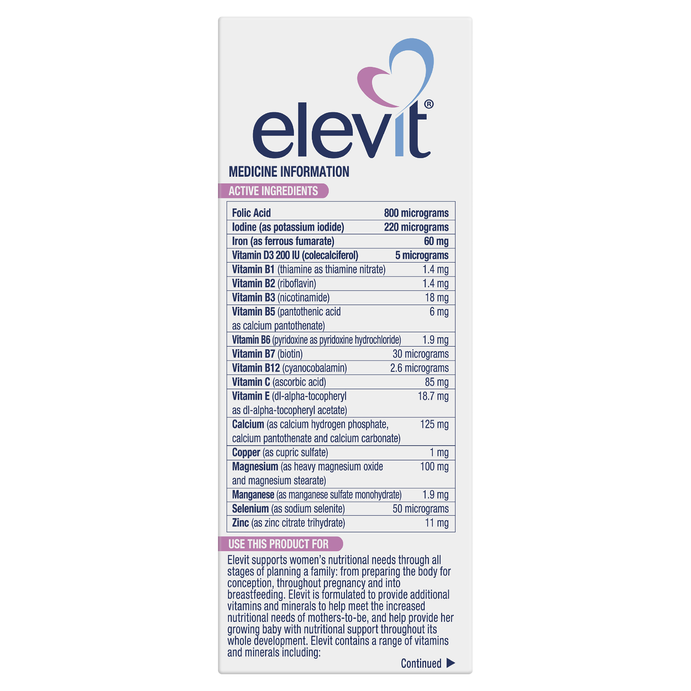 ELEVIT PRE-CONCEPTION & PREGNANCY 30 TABLETS - Image 4