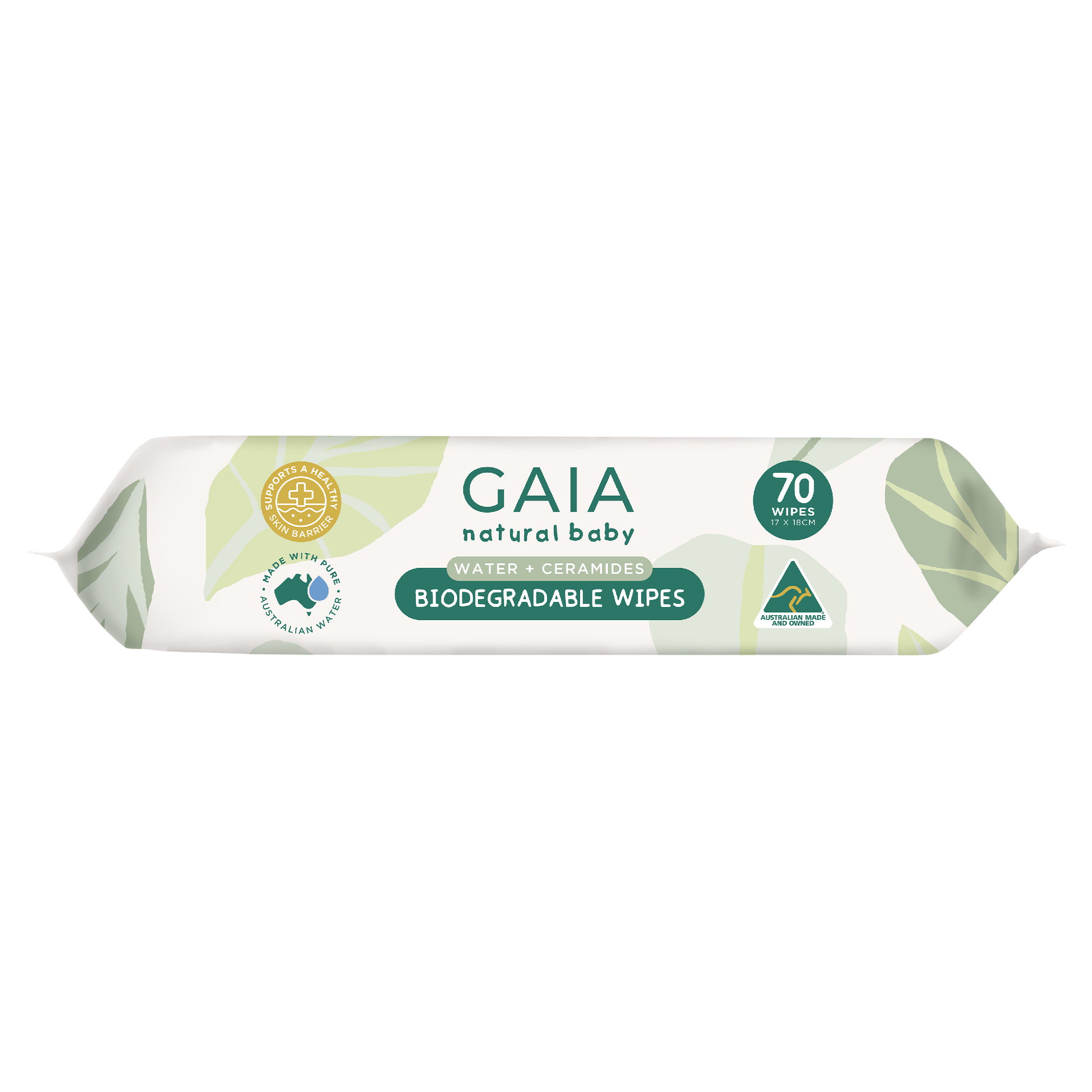 GAIA BABY WIPES NATURAL BIODEGRADABLE WATER + CERAMIDES 70 PACK - Image 3