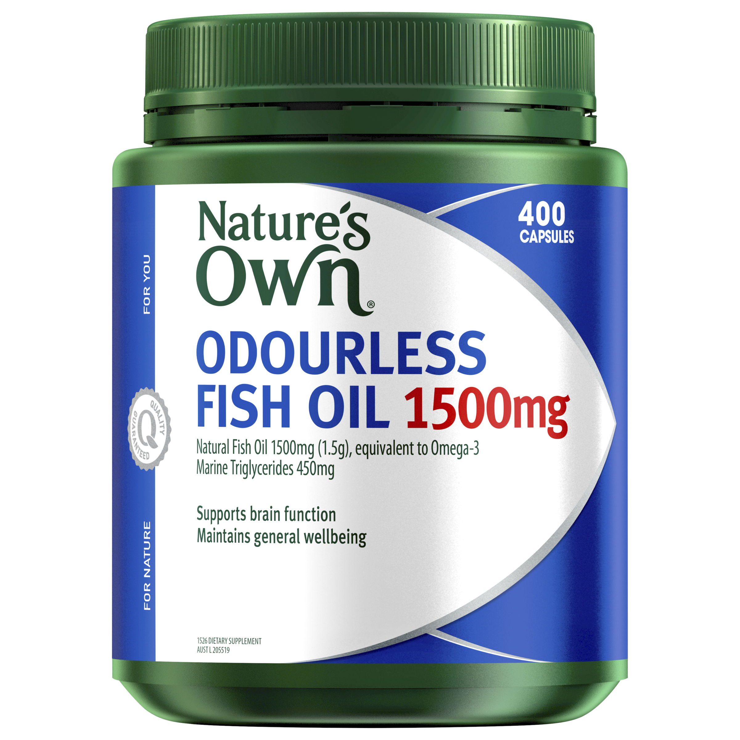 NATURES OWN ODOURLESS FISH OIL 1500MG 400 CAPSULES