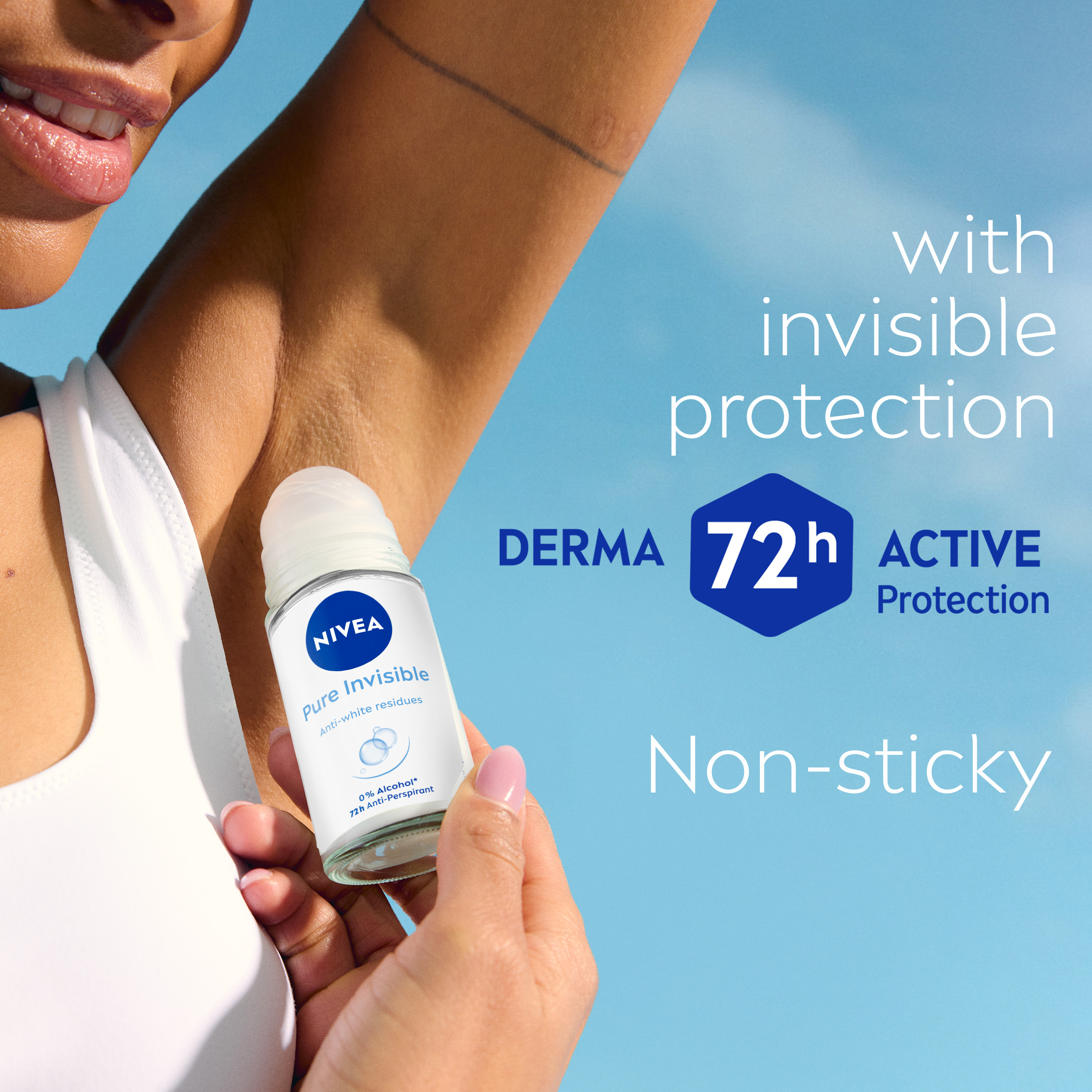 NIVEA WOMEN ANTIPERSPIRANT INVISIBLE PURE 48H ROLL ON 50ML - Image 3