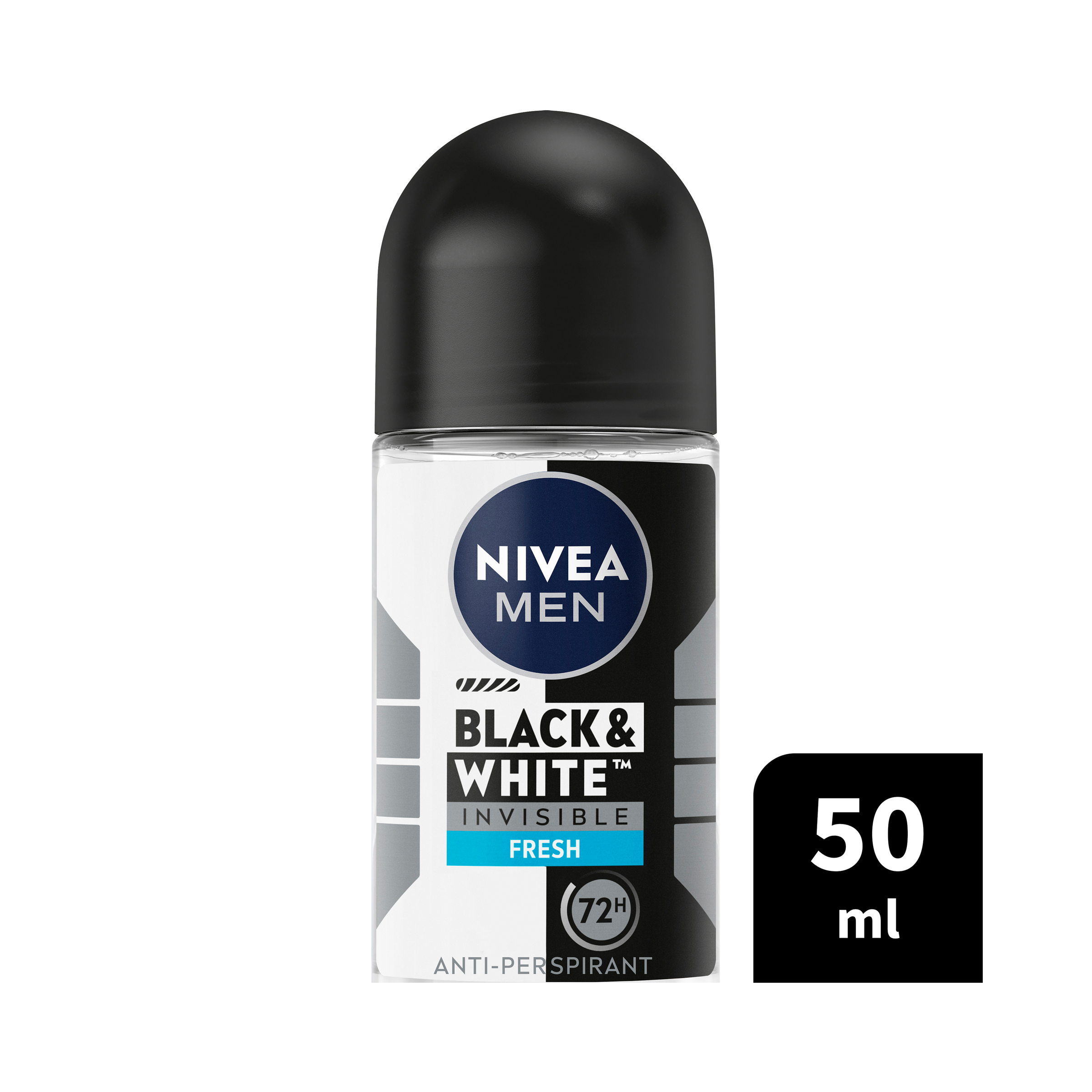 NIVEA MEN ANTIPERSPIRANT B&W INVISIBLE FRESH 48H ROLL ON 50ML - Image 8