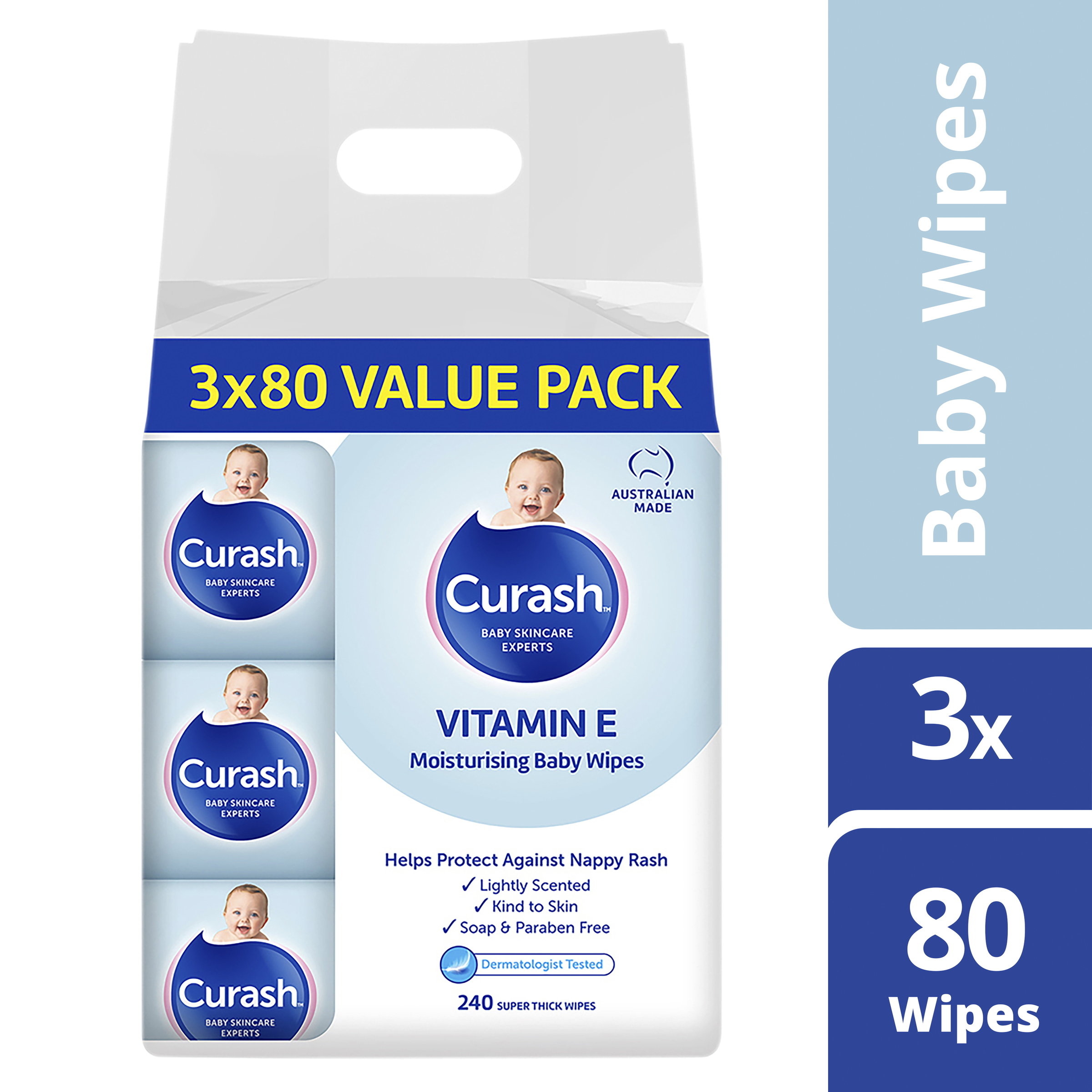 CURASH BABYCARE WIPES VITAMIN E 240 PACK - Image 5