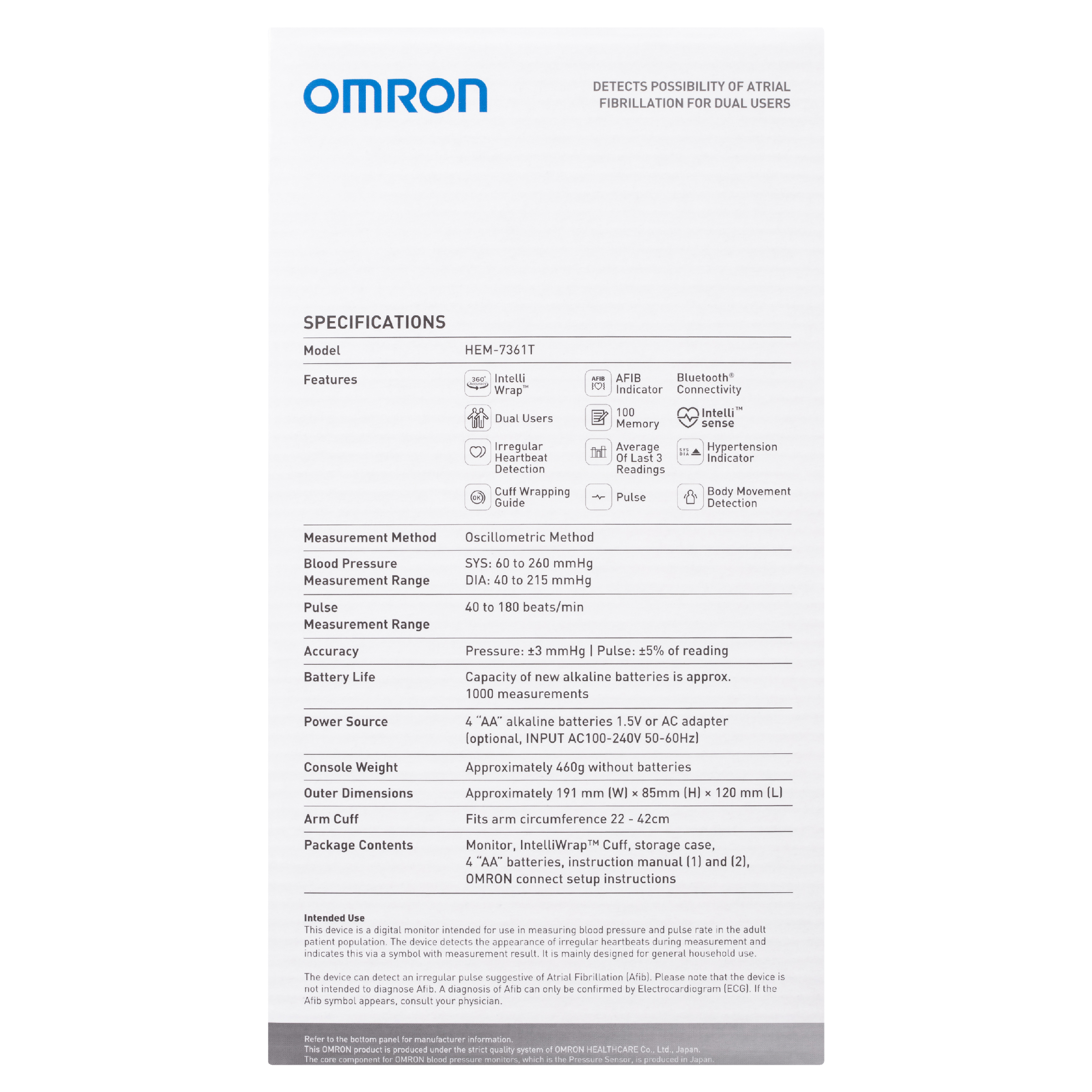 OMRON BLOOD PRESSURE MONITOR PLUS AFIB HEM7361T - Image 6