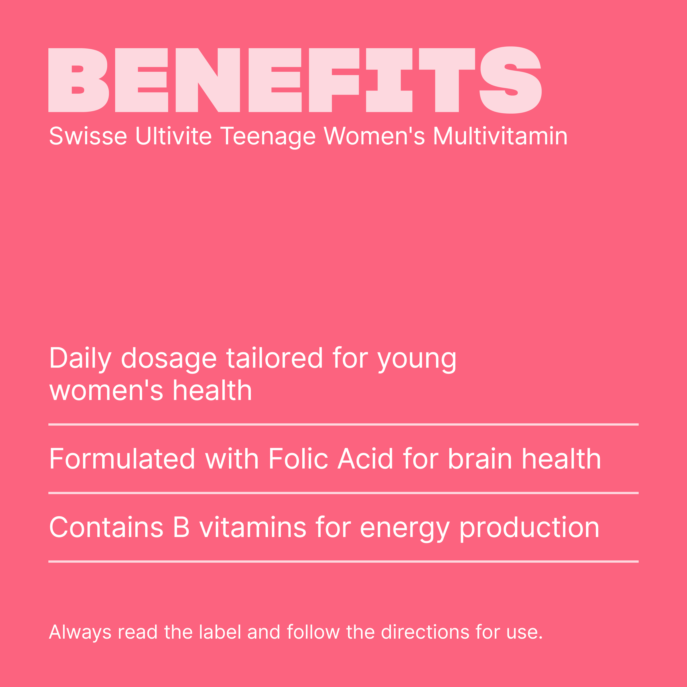 SWISSE ULTIVITE WOMENS TEENAGE TABLETS 60 - Image 3