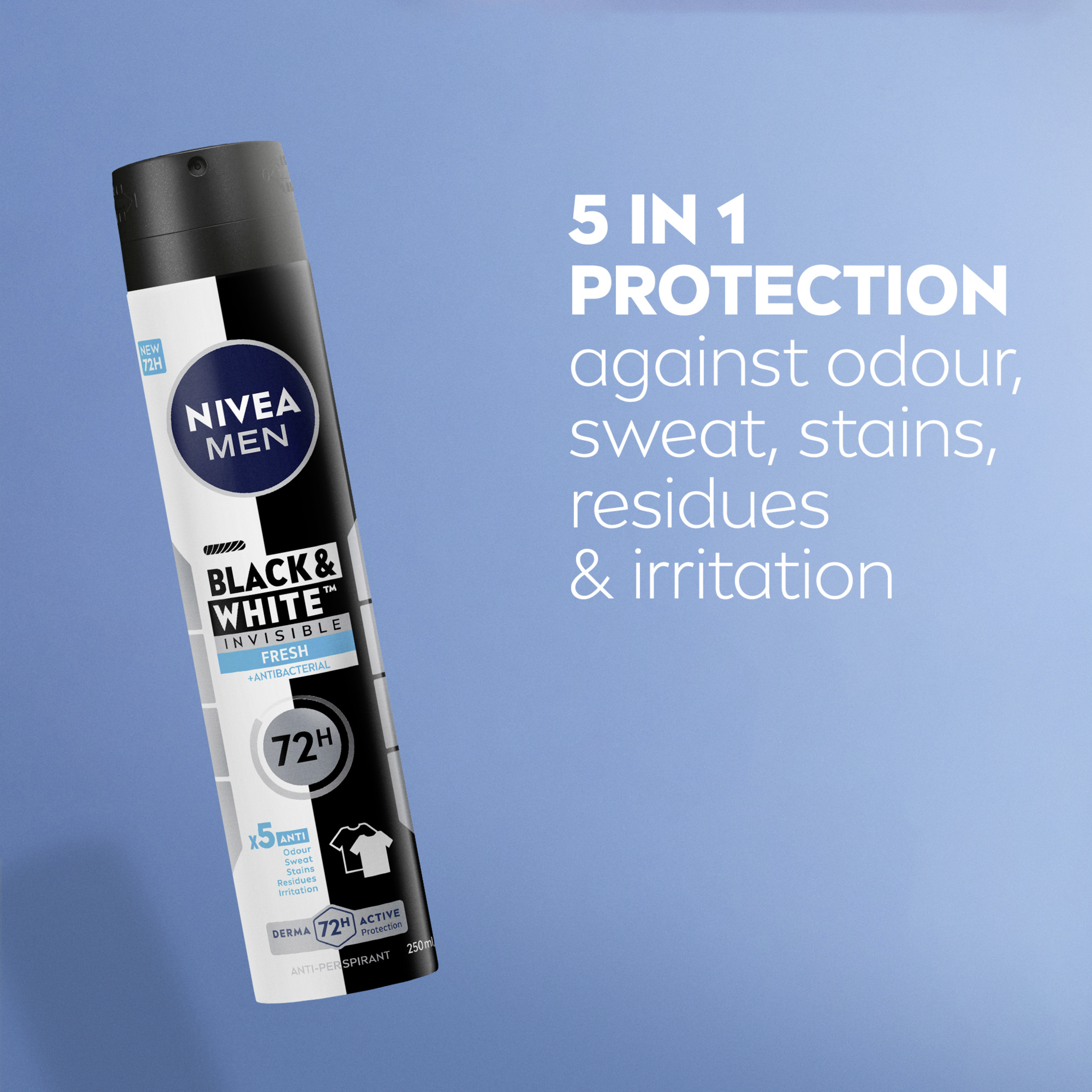 NIVEA MEN ANTIPERSPIRANT B&W  INVISIBLE FRESH 48H 250ML - Image 6