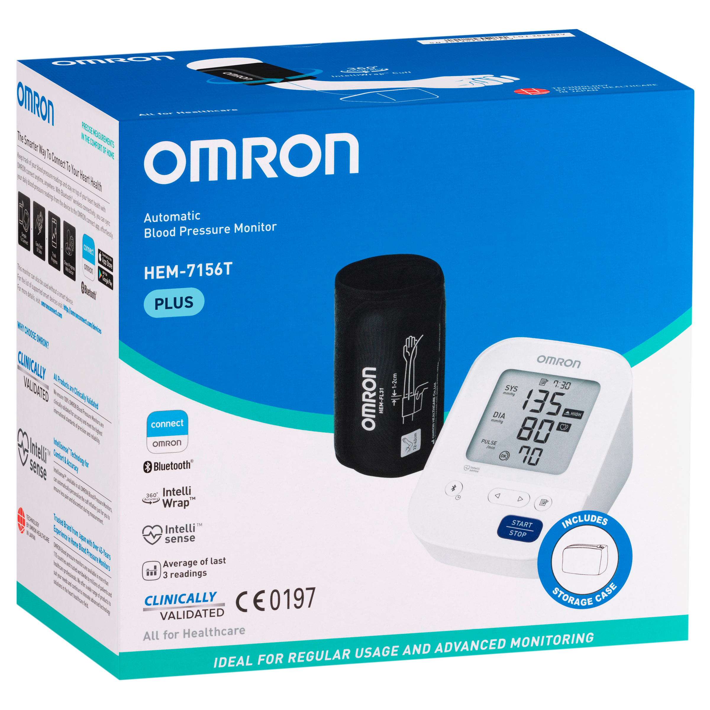 OMRON BLOOD PRESSURE MONITOR BLUETOOTH PLUS HEM7156T