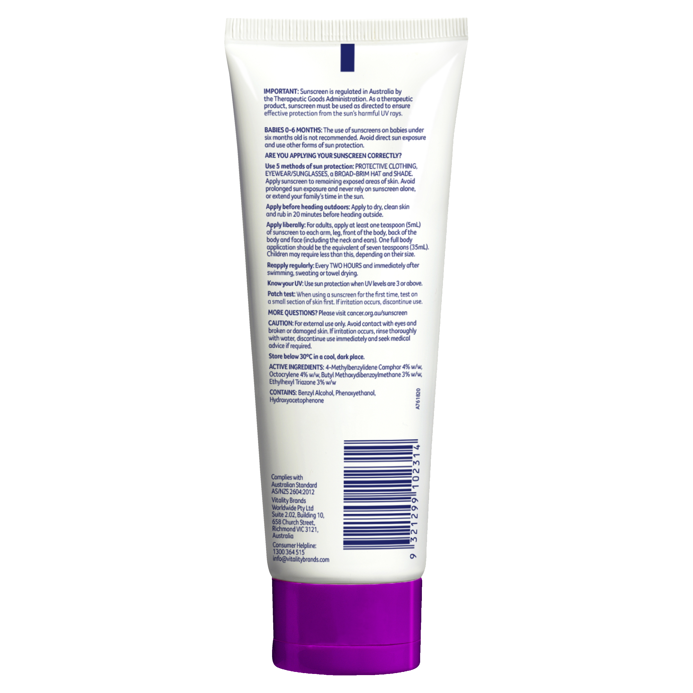 CANCER COUNCIL KIDS SUNSCREEN TUBE SPF50+ 110ML - Image 2