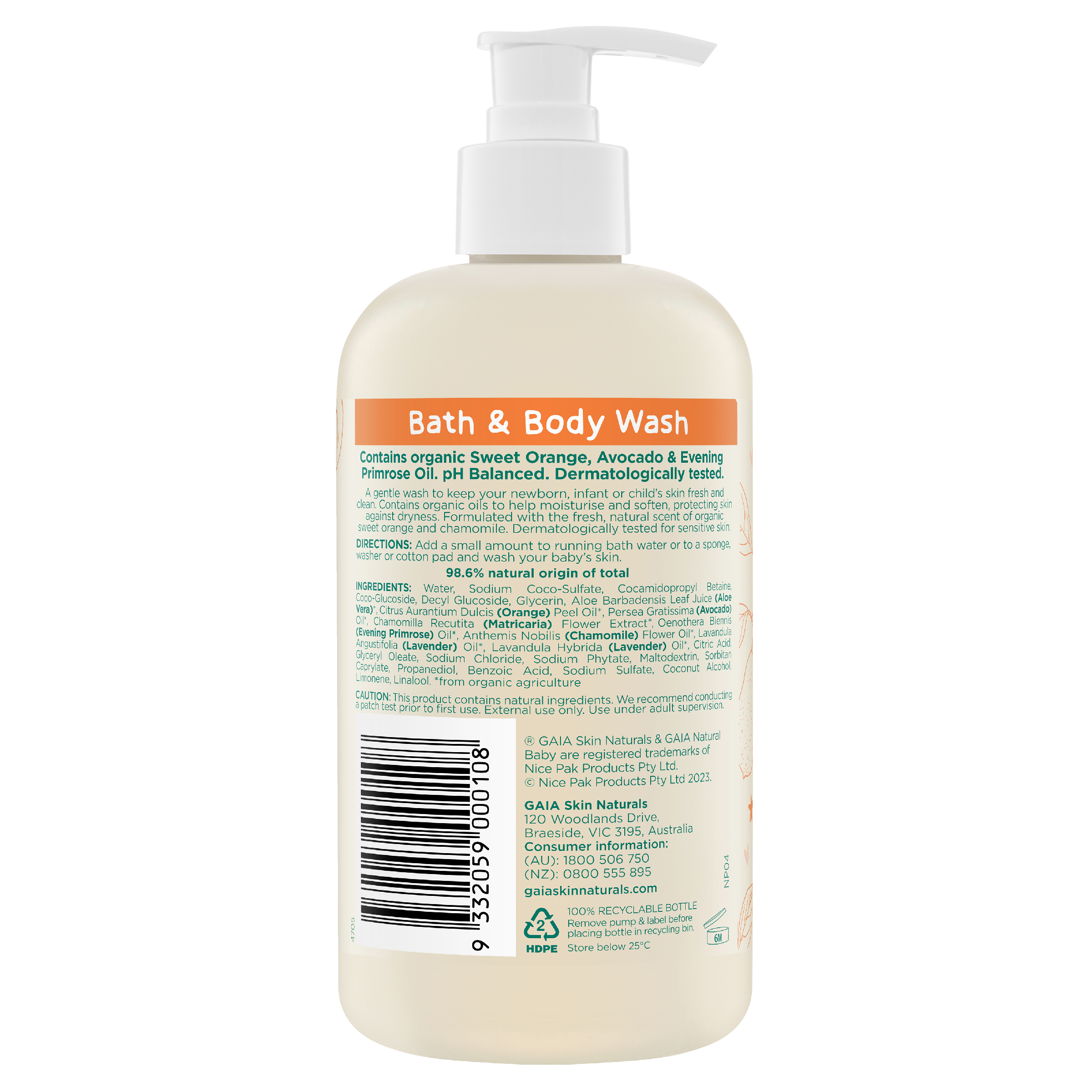 GAIA NATURALS BABY BATH & BODY WASH 500ML - Image 4