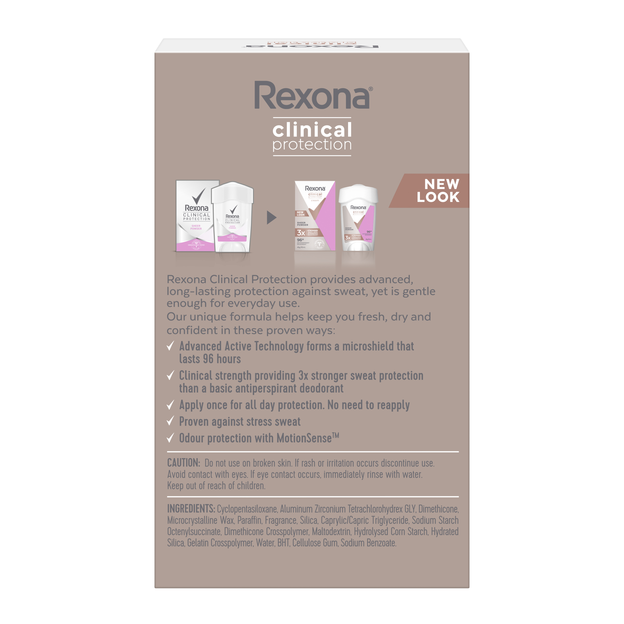 REXONA WOMEN CLINICAL ANTIPERSPIRANT CREAM POWDER PROTECT 96HR 45ML - Image 2
