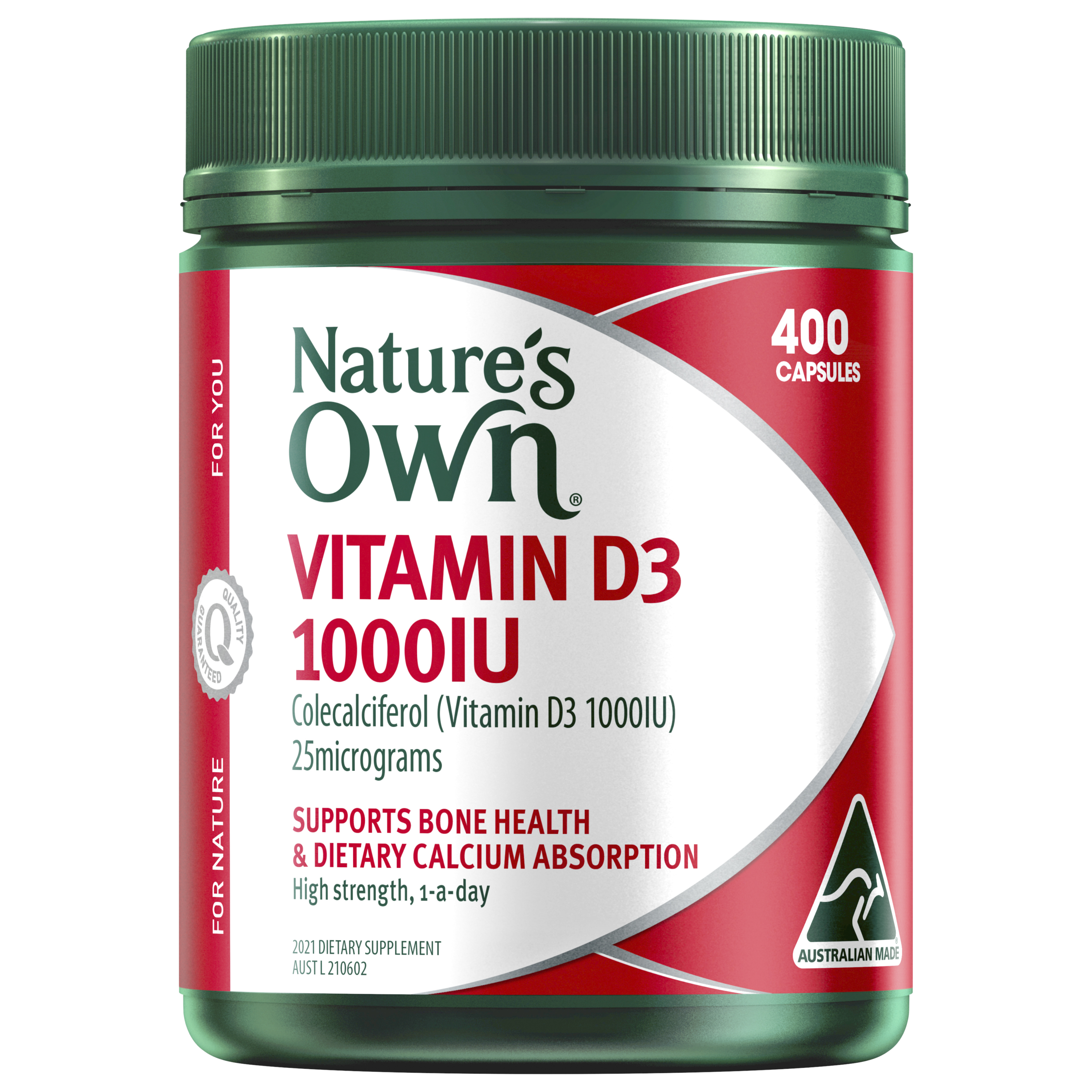 NATURES OWN VITAMIN D3 1000IU 400 CAPSULES