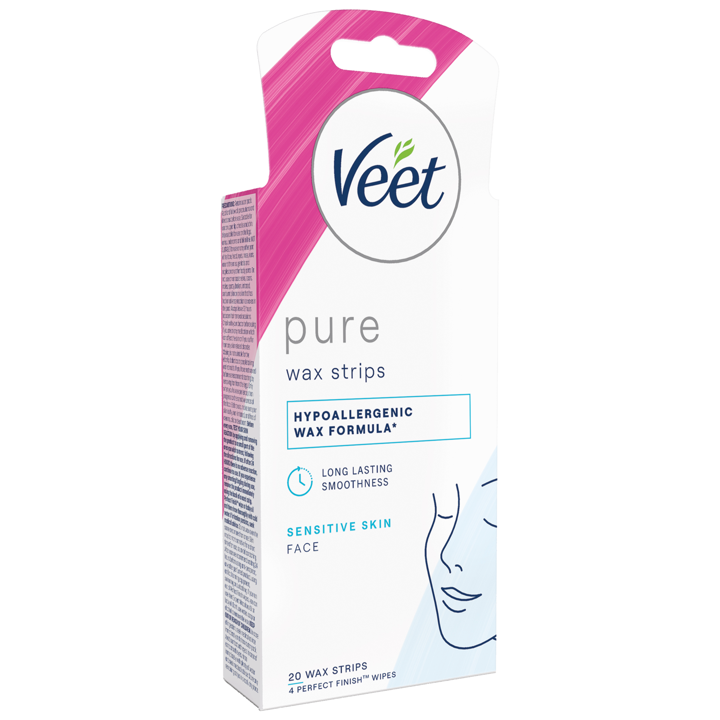 VEET PURE COLD WAX STRIPS FACE SENSITIVE SKIN 20 PACK