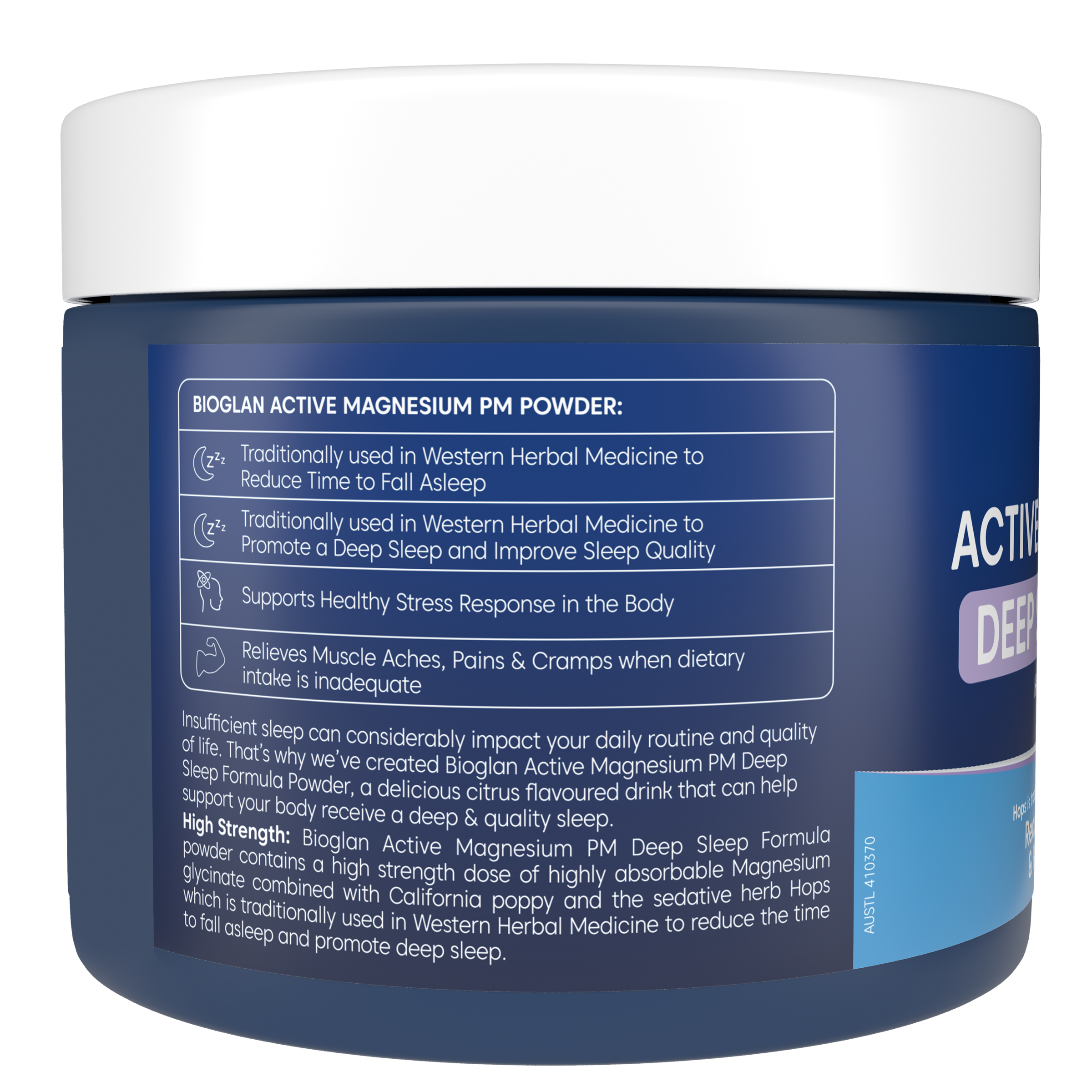 BIOGLAN ACTIVE MAGNESIUM PM DEEP SLEEP FORMULA POWDER 240G - Image 2