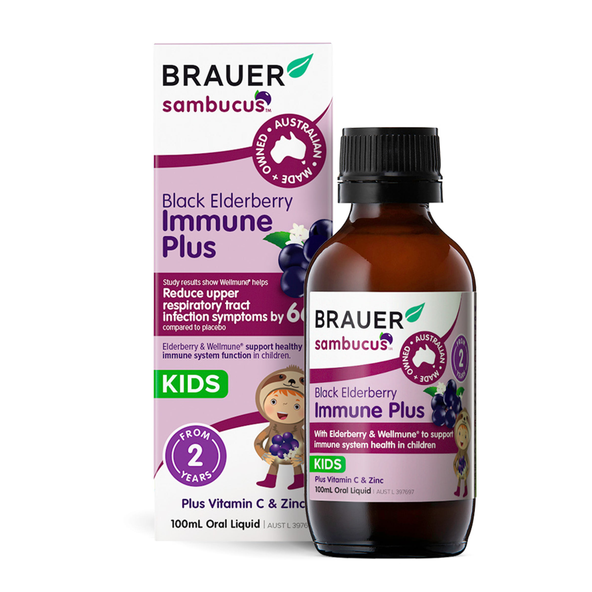 BRAUER SAMBUCUS IMMUNE PLUS KIDS LIQUID 100ML - Image 2