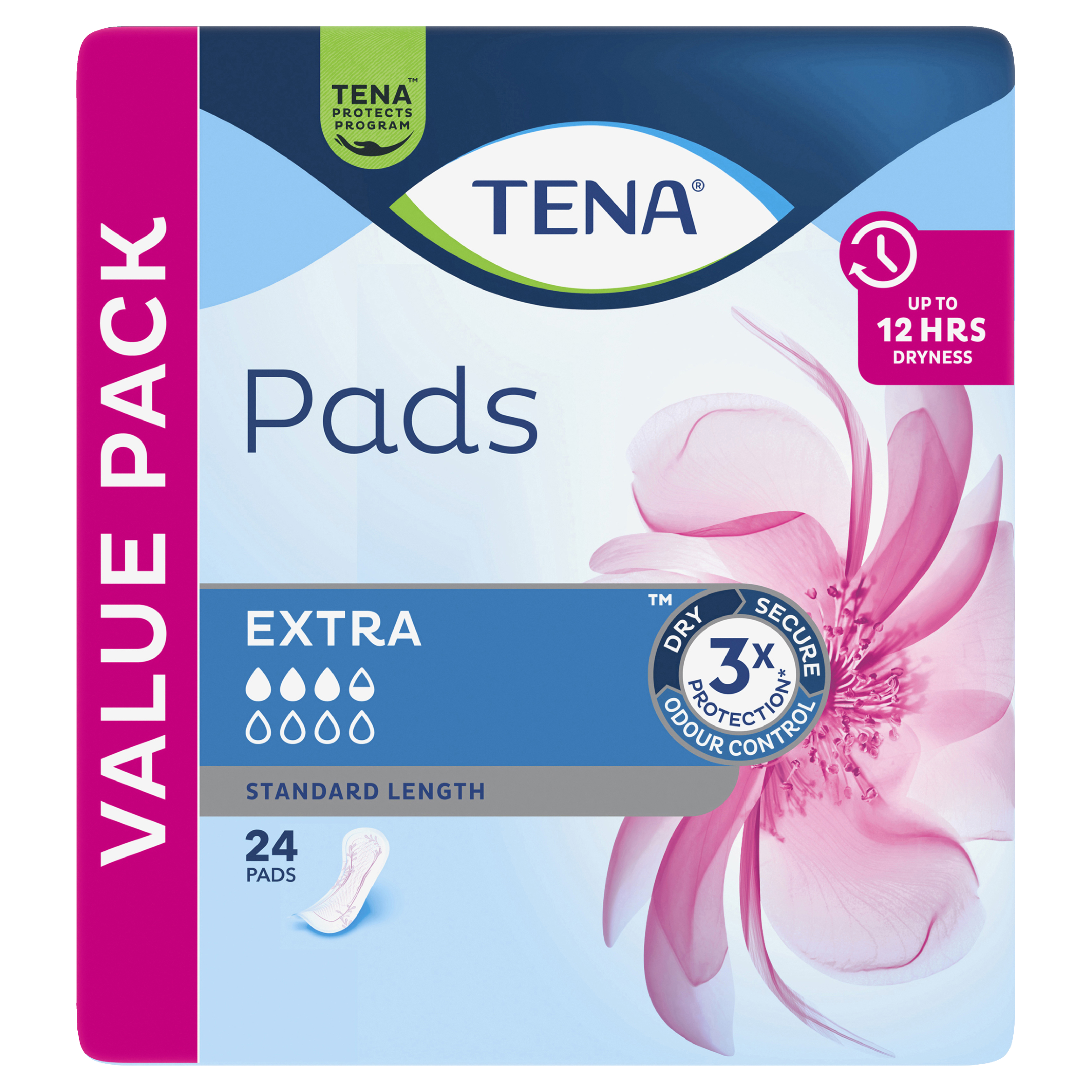 TENA PADS EXTRA STANDARD LENGTH 3.5D VALUE PACK 24 PACK - Image 2