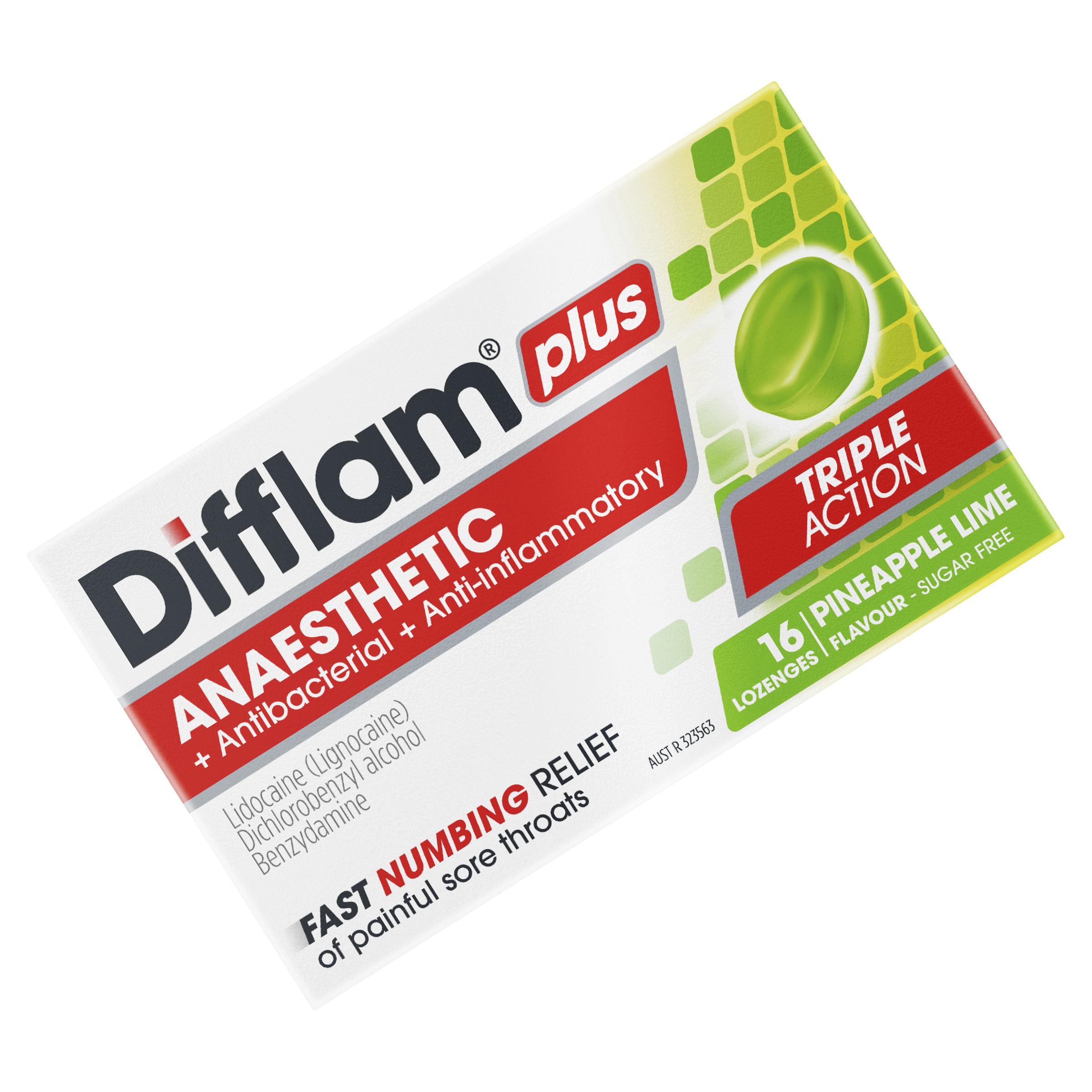 DIFFLAM PLUS ANAESTHETIC PINEAPPLE LIME THROAT 16 LOZENGES - Image 10
