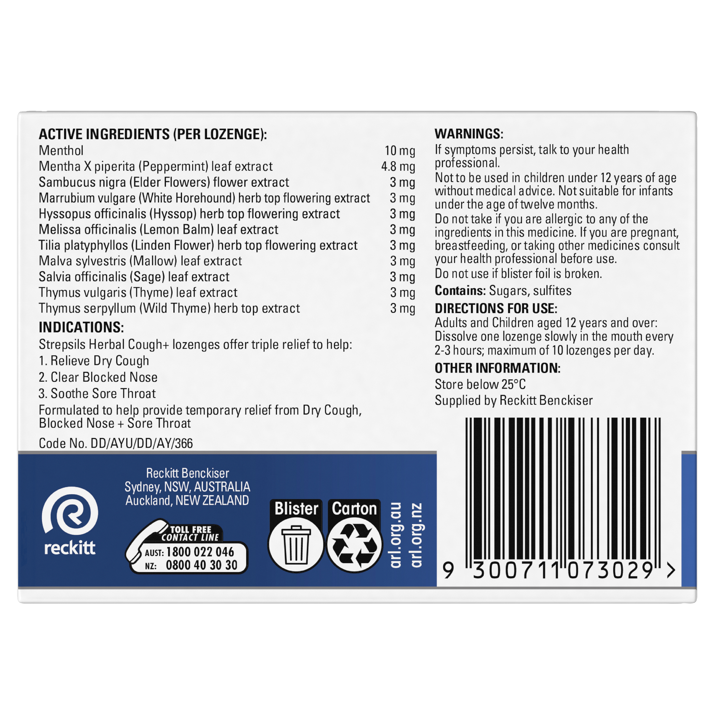 STREPSILS HERBAL COUGH FRESH MENTHOL 16 LOZENGES - Image 4