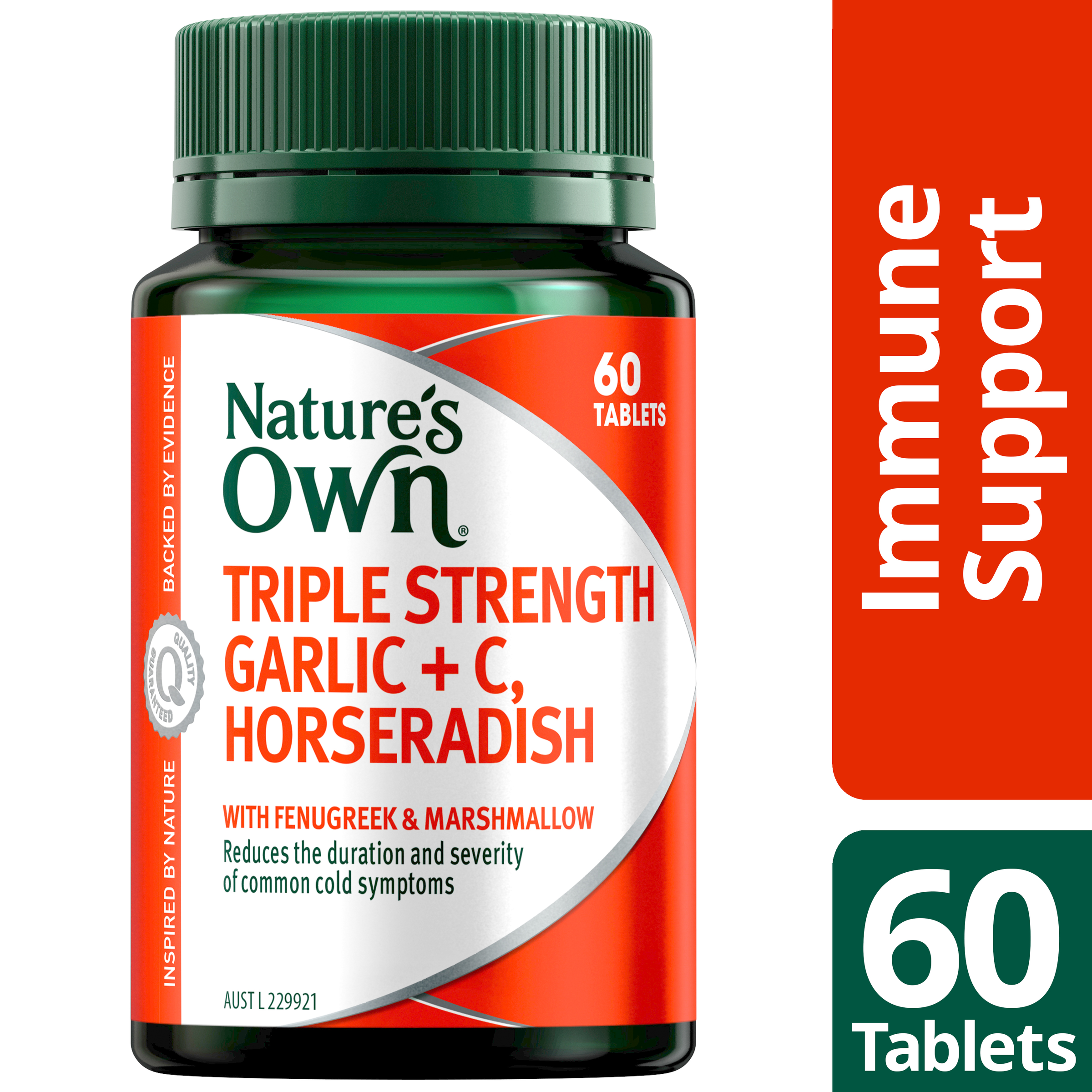 NATURES OWN TRIPLE STRENGTH GARLIC + C HORSERADISH 60 TABLETS - Image 5