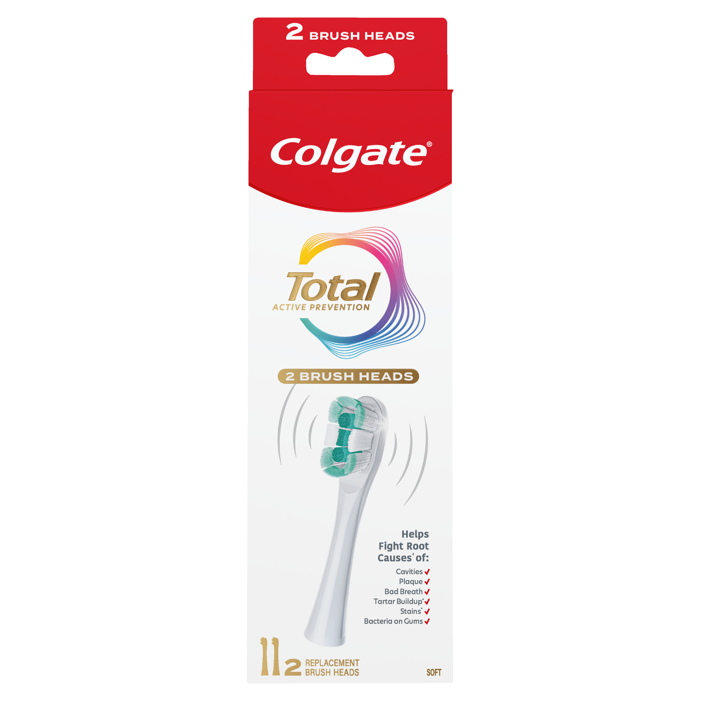 COLGATE TOOTHBRUSH TOTAL POWER TOOTHBRUSH REFILL 2 PACK