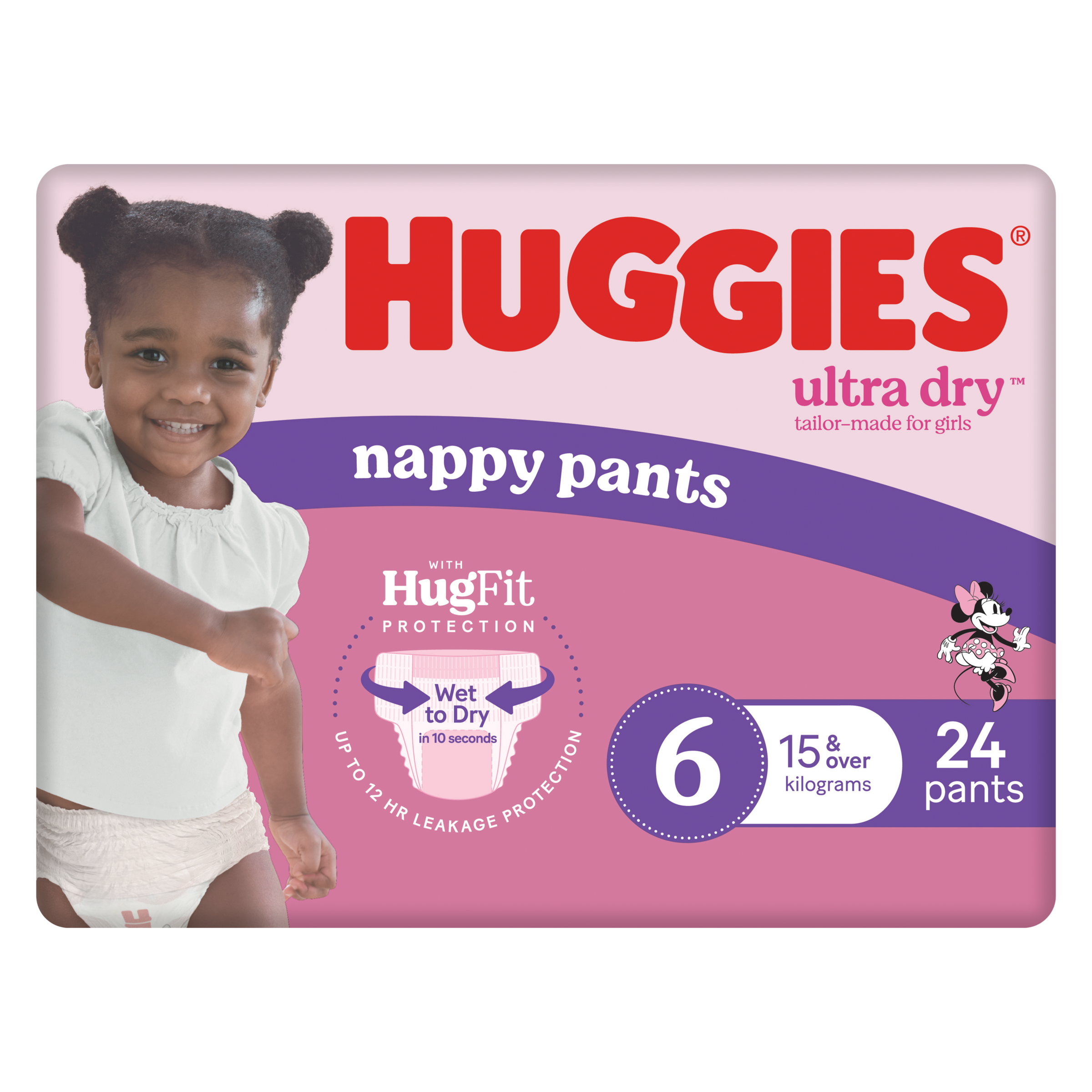 HUGGIES ULTRADRY NAPPY PANTS JUNIOR GIRL 24 PACK - Image 2