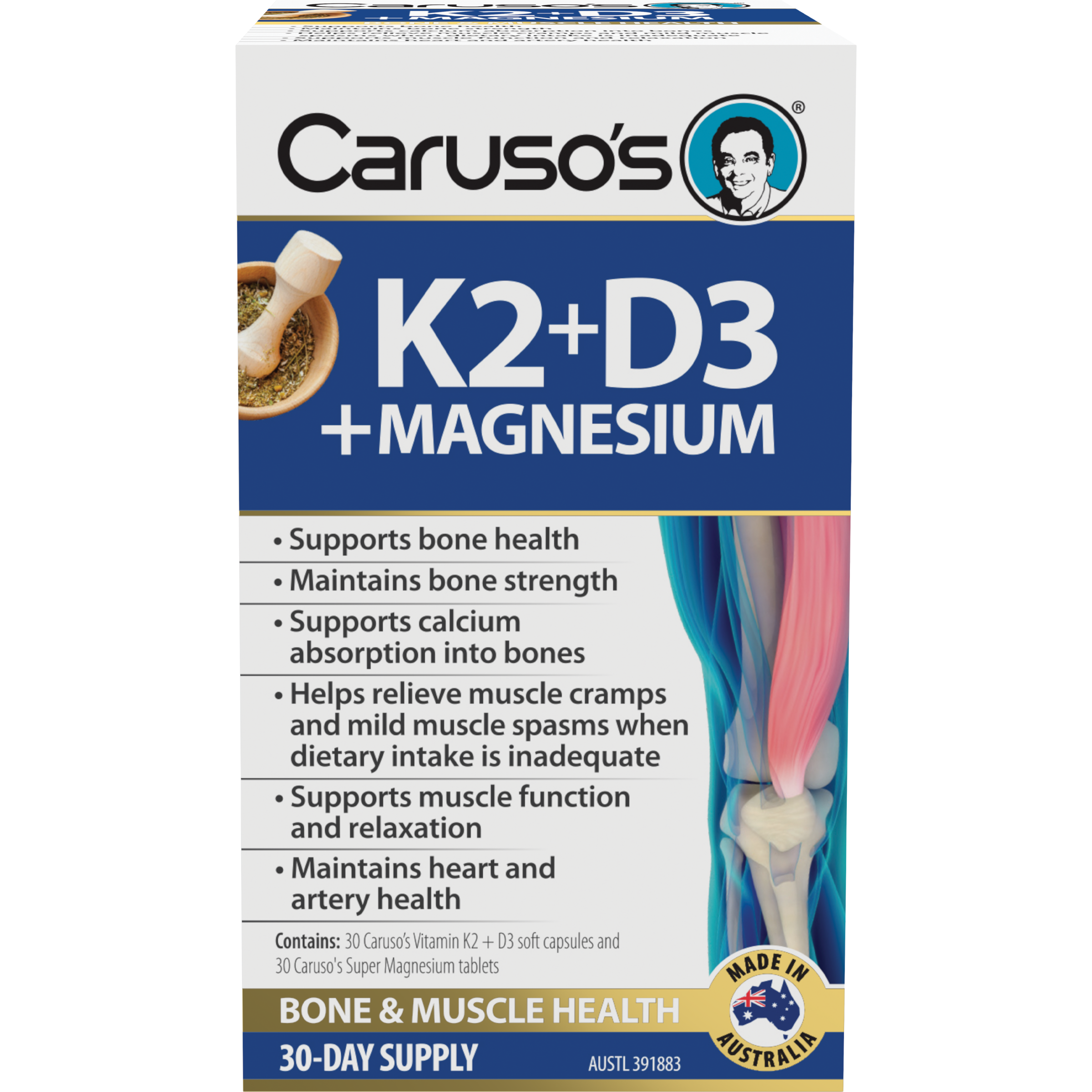 CARUSOS K2+D3 + MAGNESIUM 30 TABLETS
