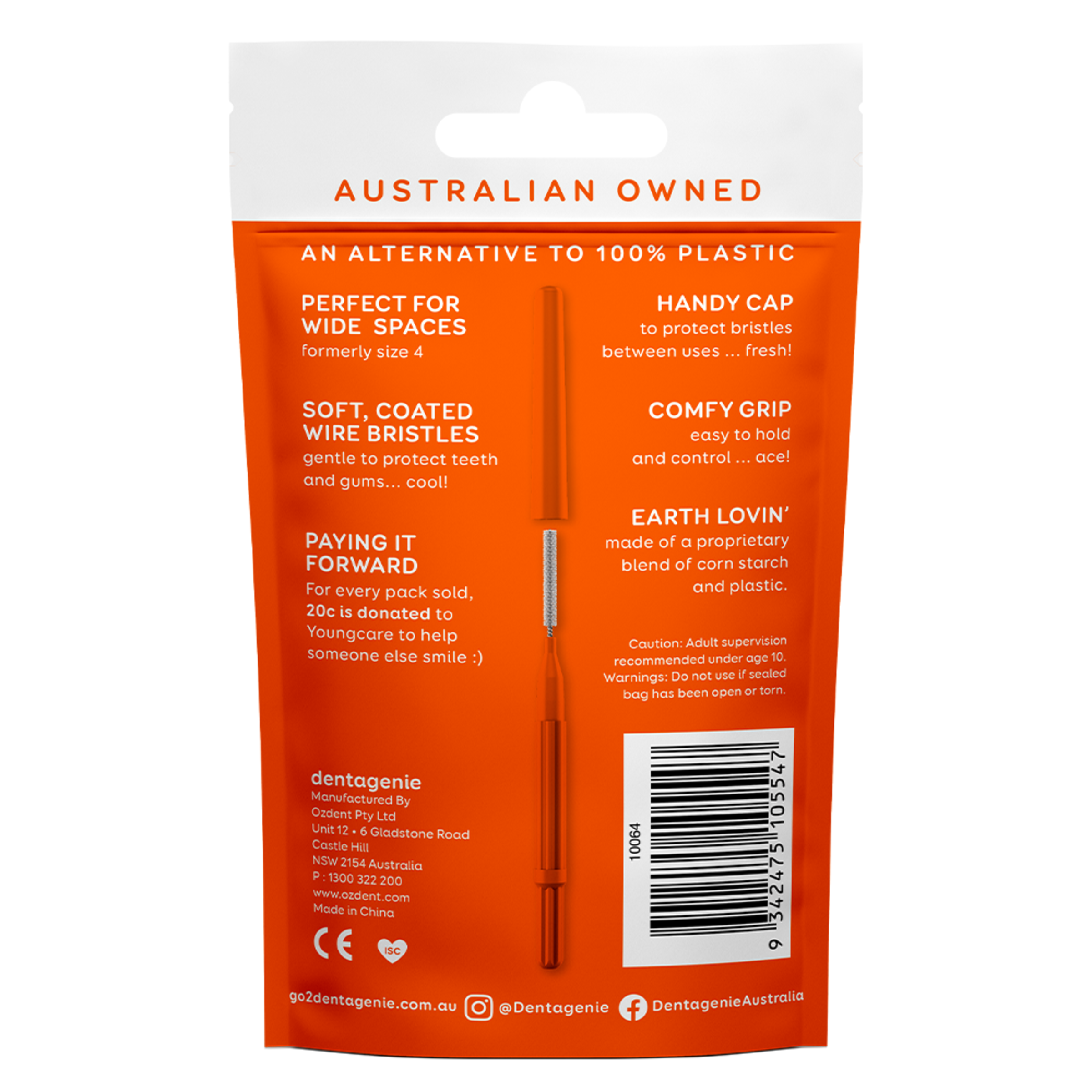 GO2 DENTAGENIE INTERDENTAL BRUSH SIZE 4 ORANGE 12 PACK - Image 2