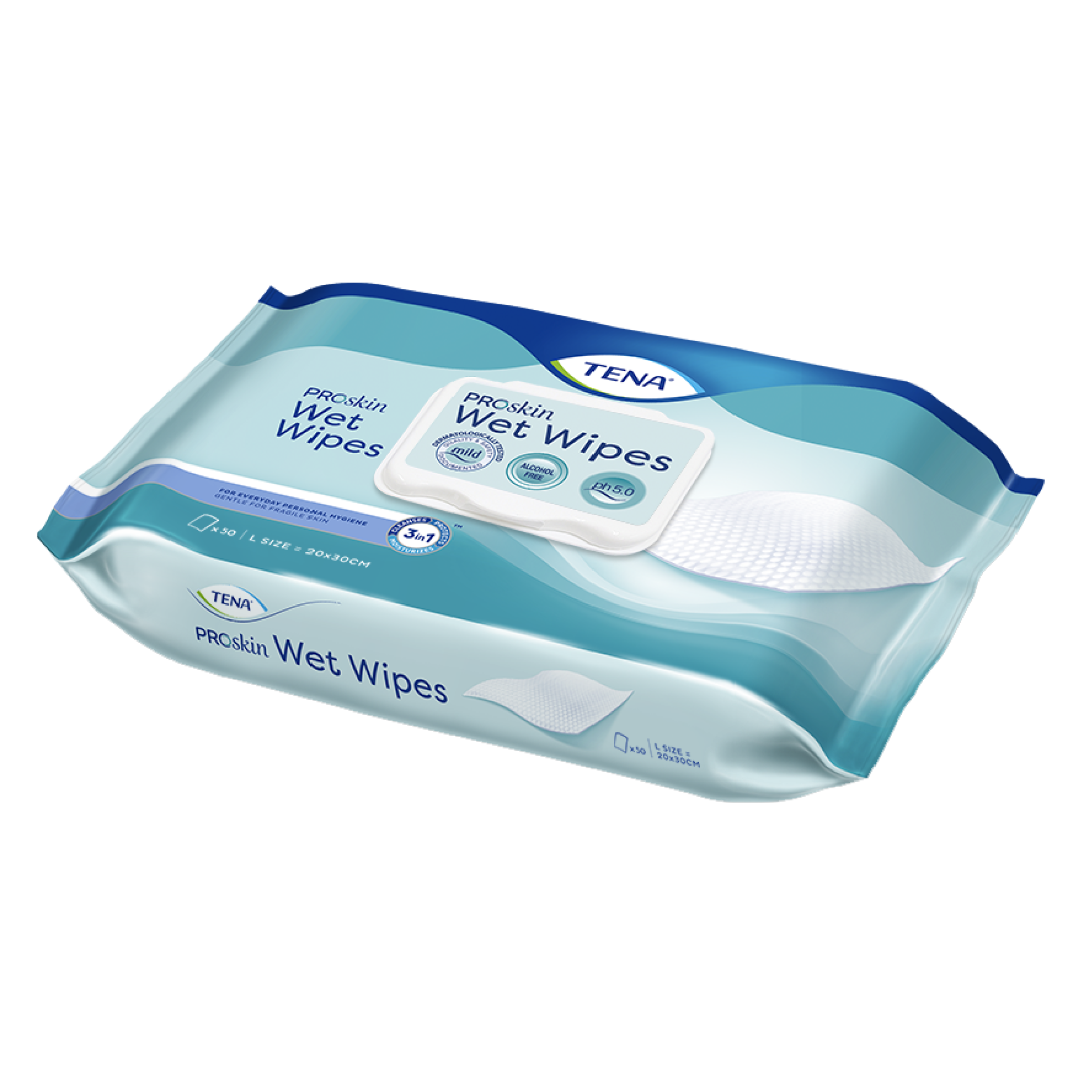 TENA WET WIPES 3-IN-1 LARGE 50 PACK