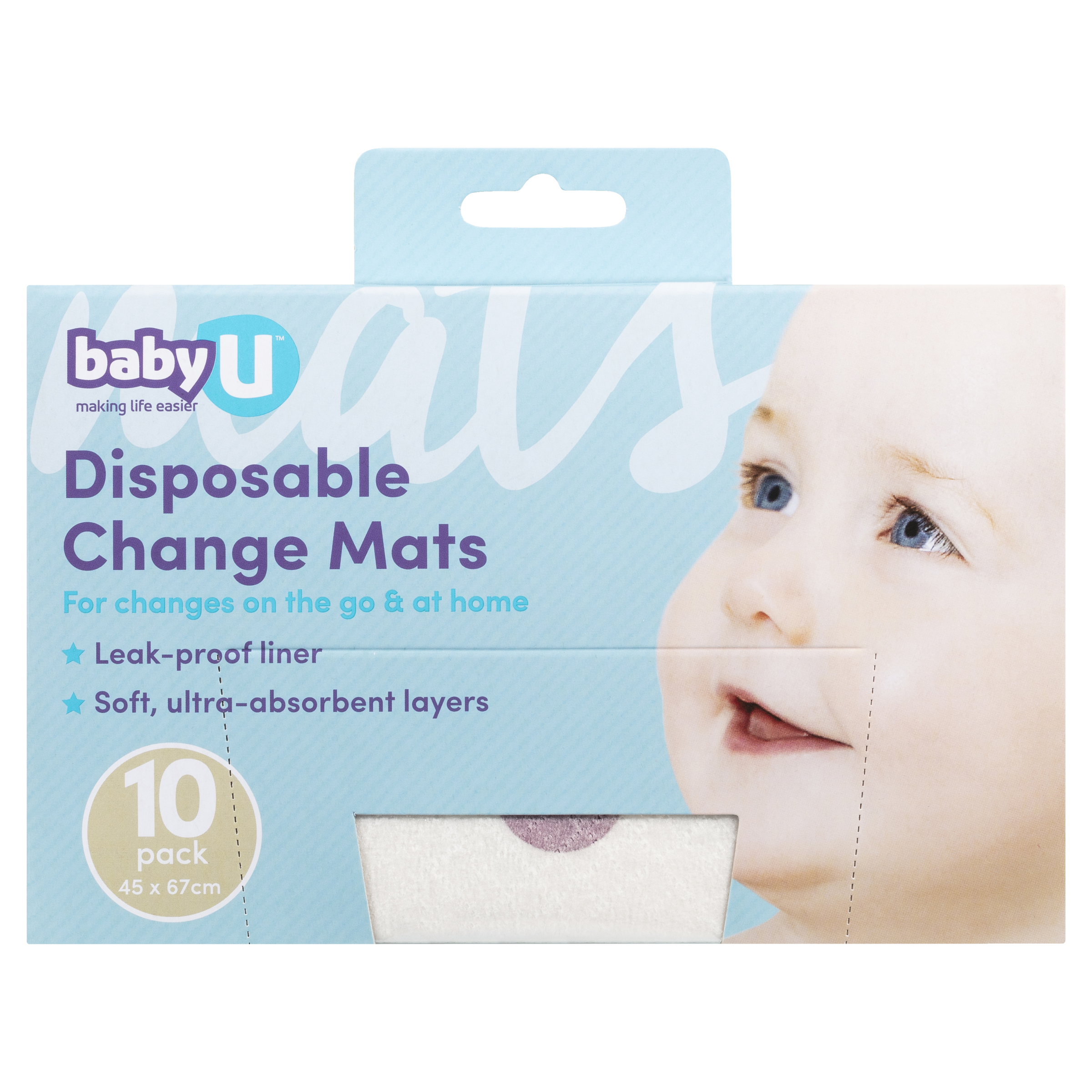 BABY U DISPOSABLE CHANGE MATS 10 PACK - Image 2