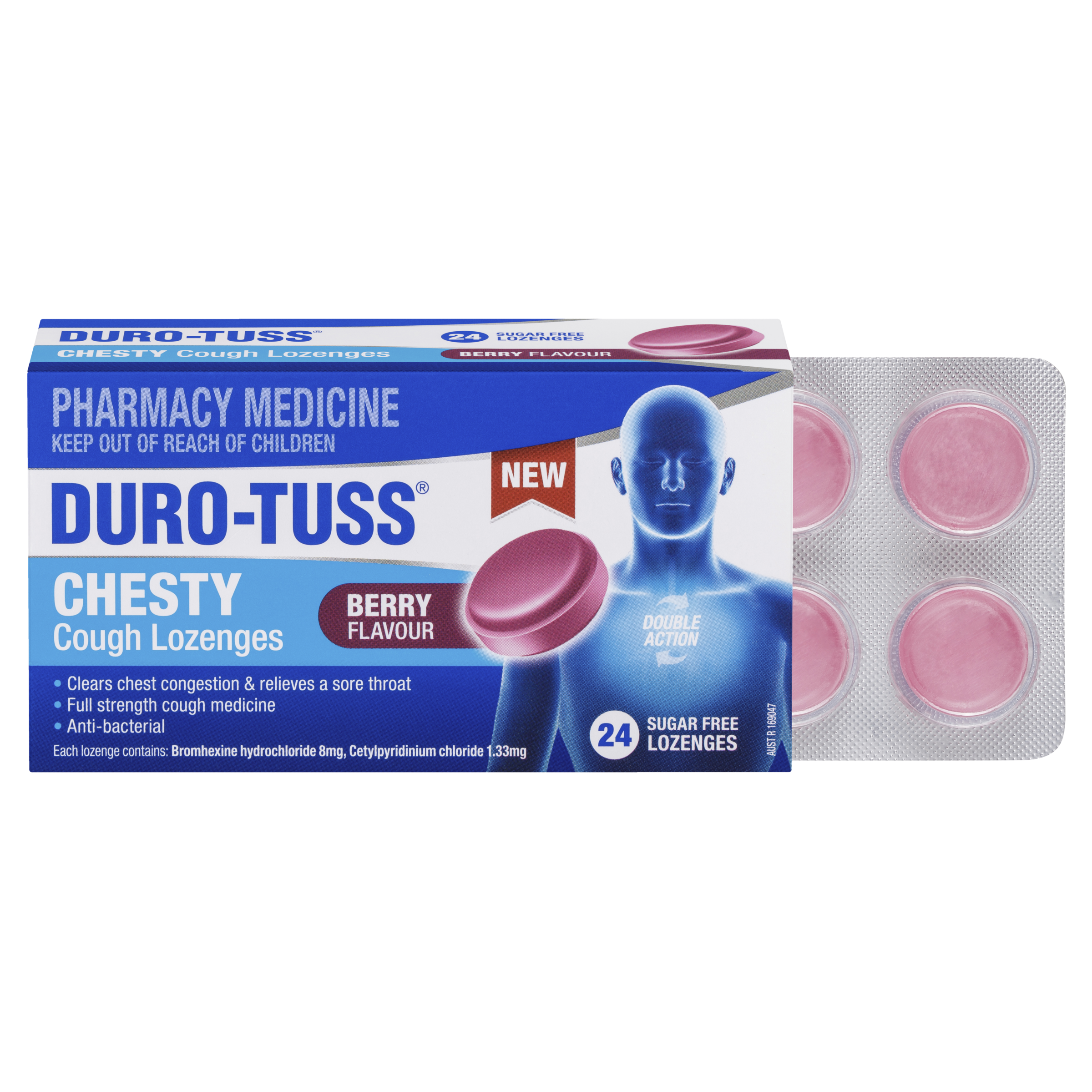 DURO-TUSS CHESTY COUGH BERRY SUGAR FREE 24 LOZENGES - Image 9