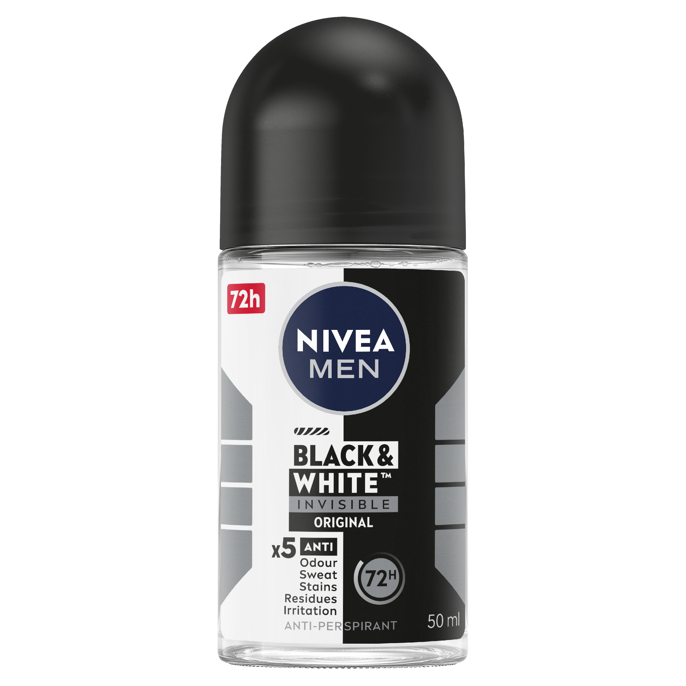 NIVEA MEN ANTIPERSPIRANT B&W INVISIBLE ORIGINAL 48H ROLL ON 50ML