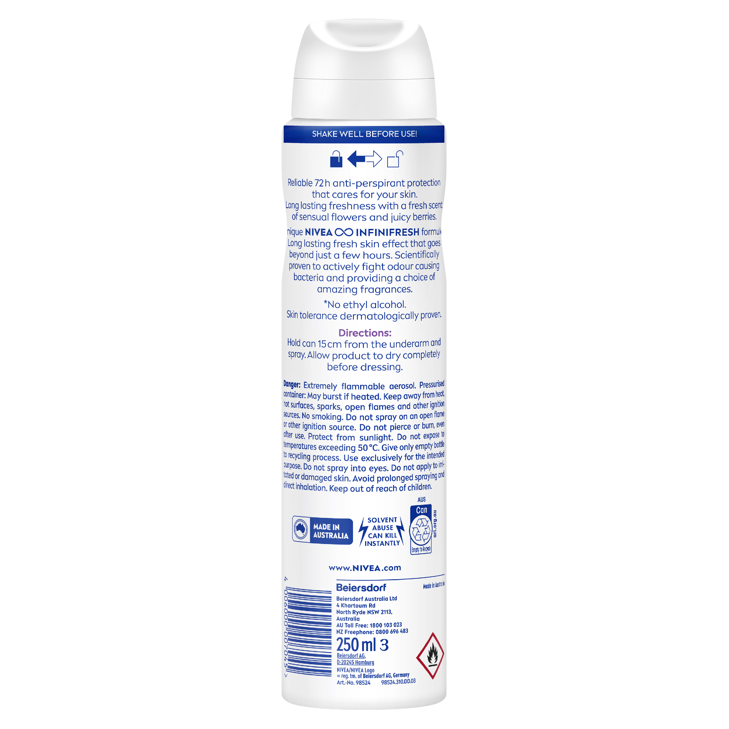 NIVEA WOMEN ANTIPERSPIRANT FRESH SENSATION 72H 250ML - Image 2