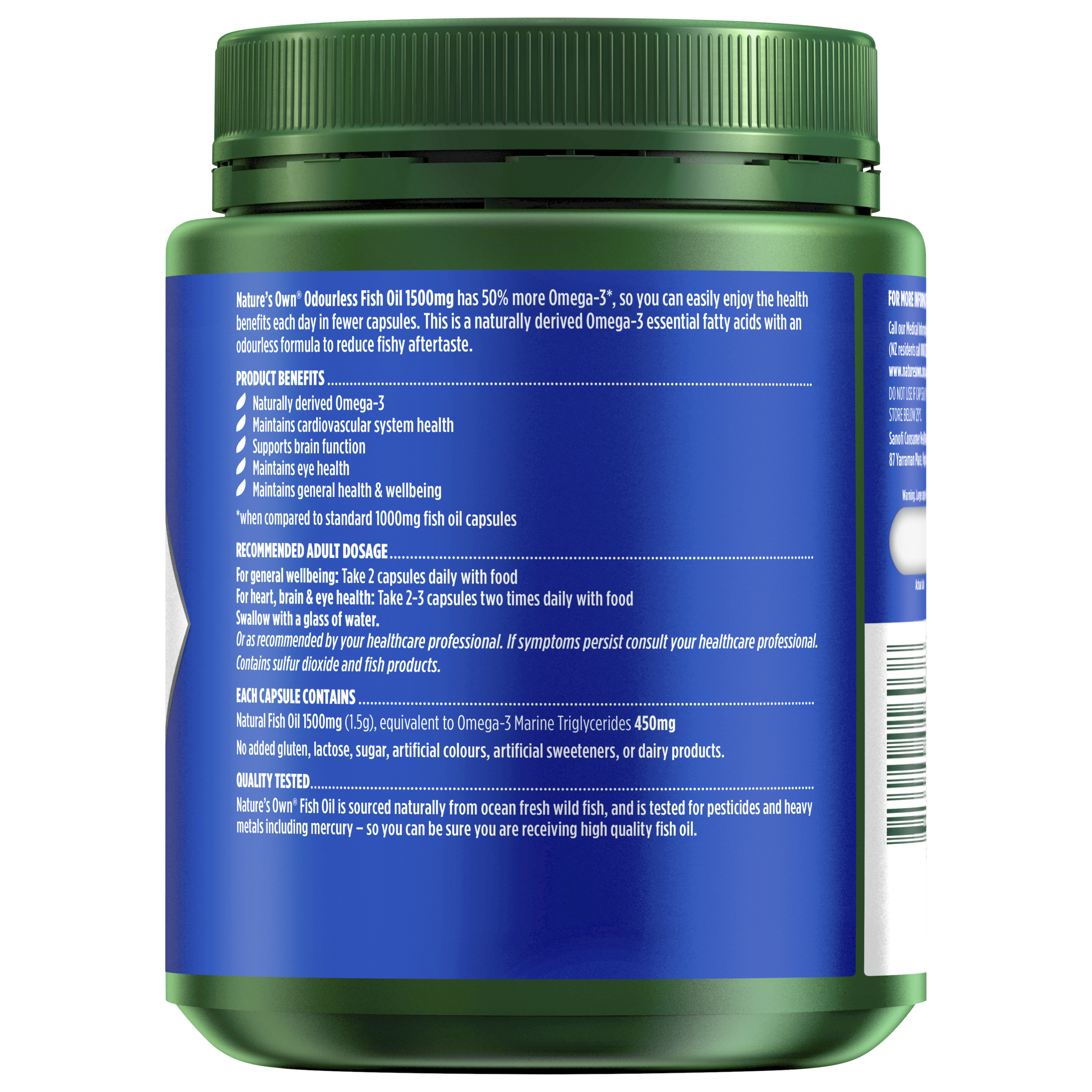 NATURES OWN ODOURLESS FISH OIL 1500MG 400 CAPSULES - Image 2