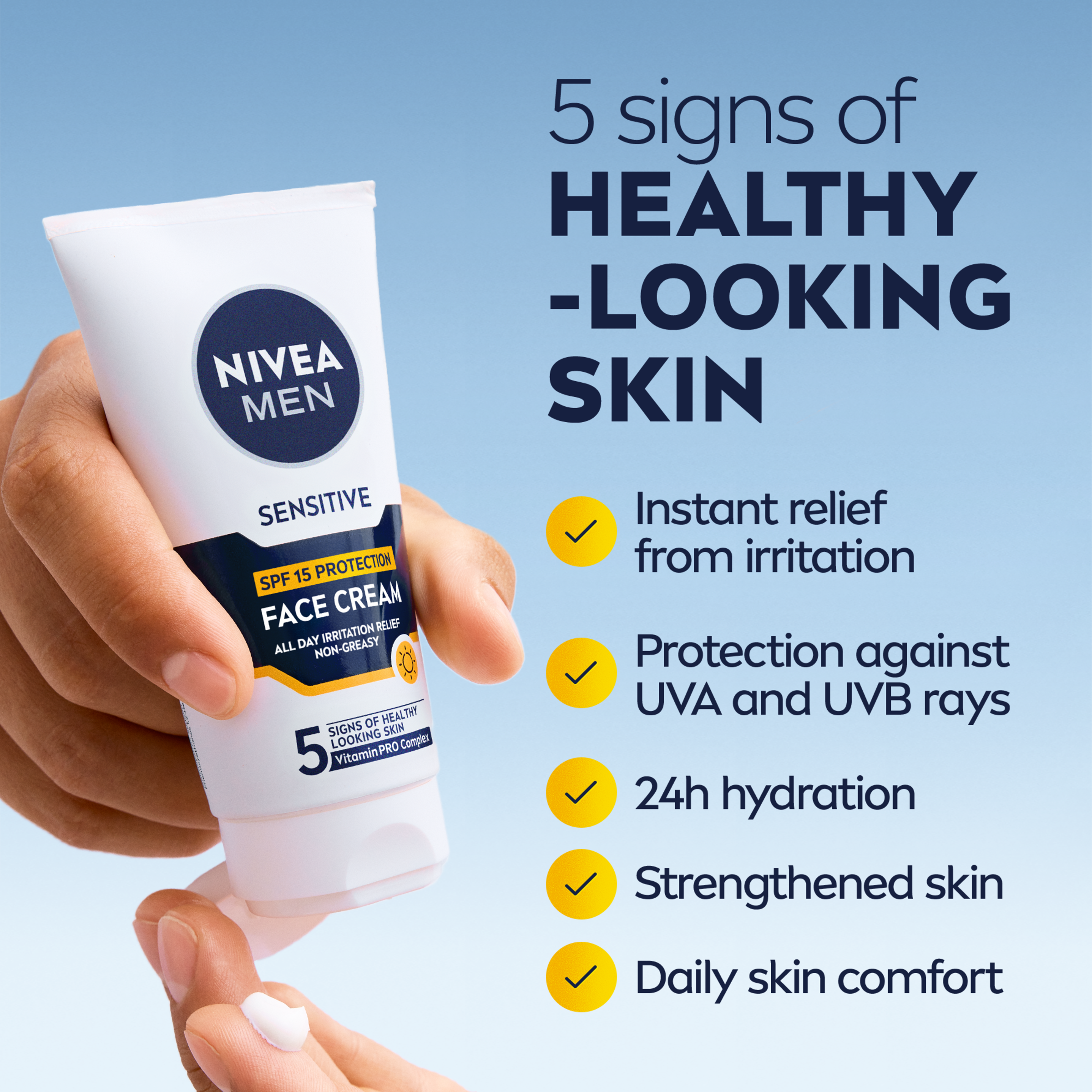 NIVEA MEN SENSITIVE PROTECTIVE MOISTURISER SPF15 75ML - Image 5