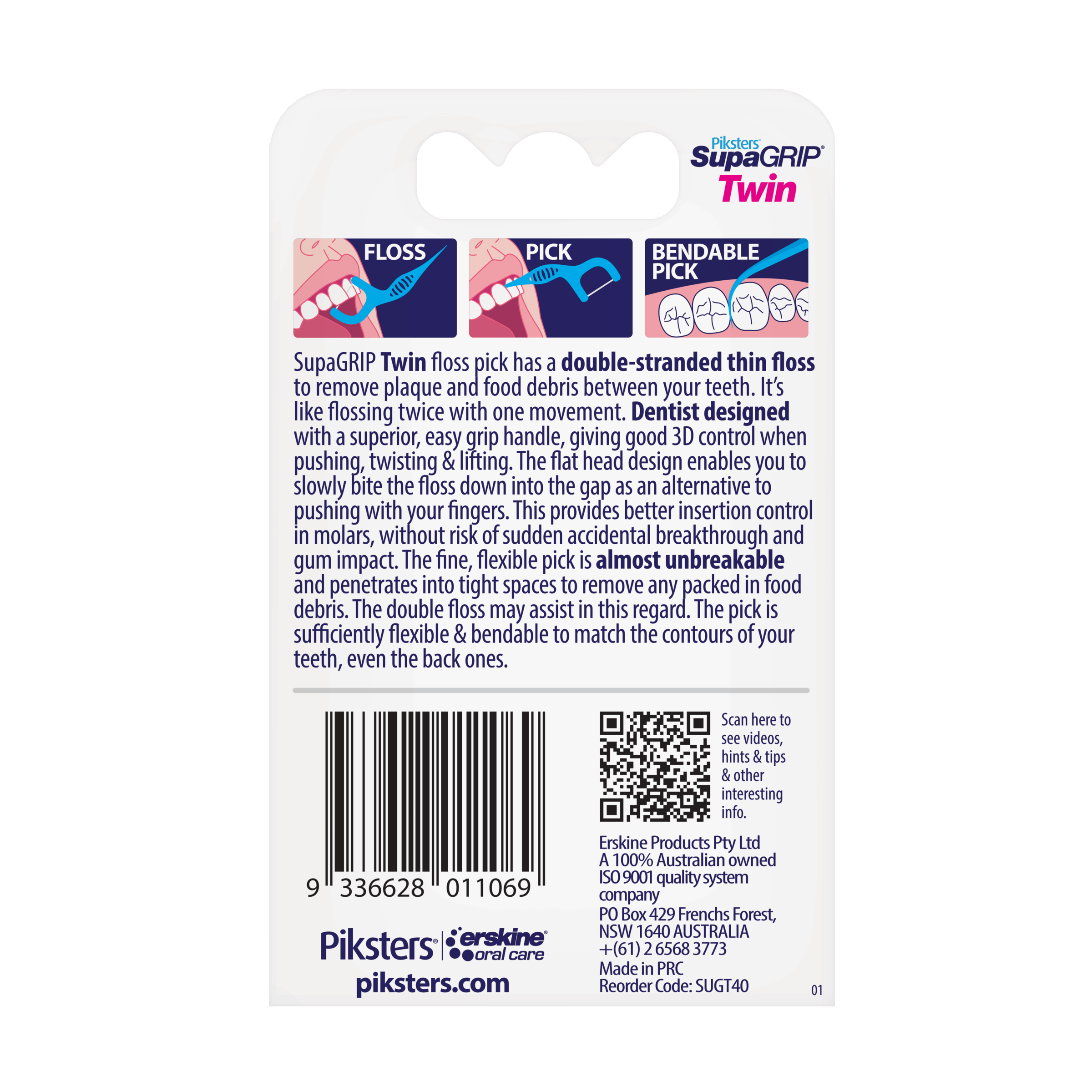 PIKSTERS SUPAGRIPS FLOSS PICKS TWIN 40 PACK - Image 3