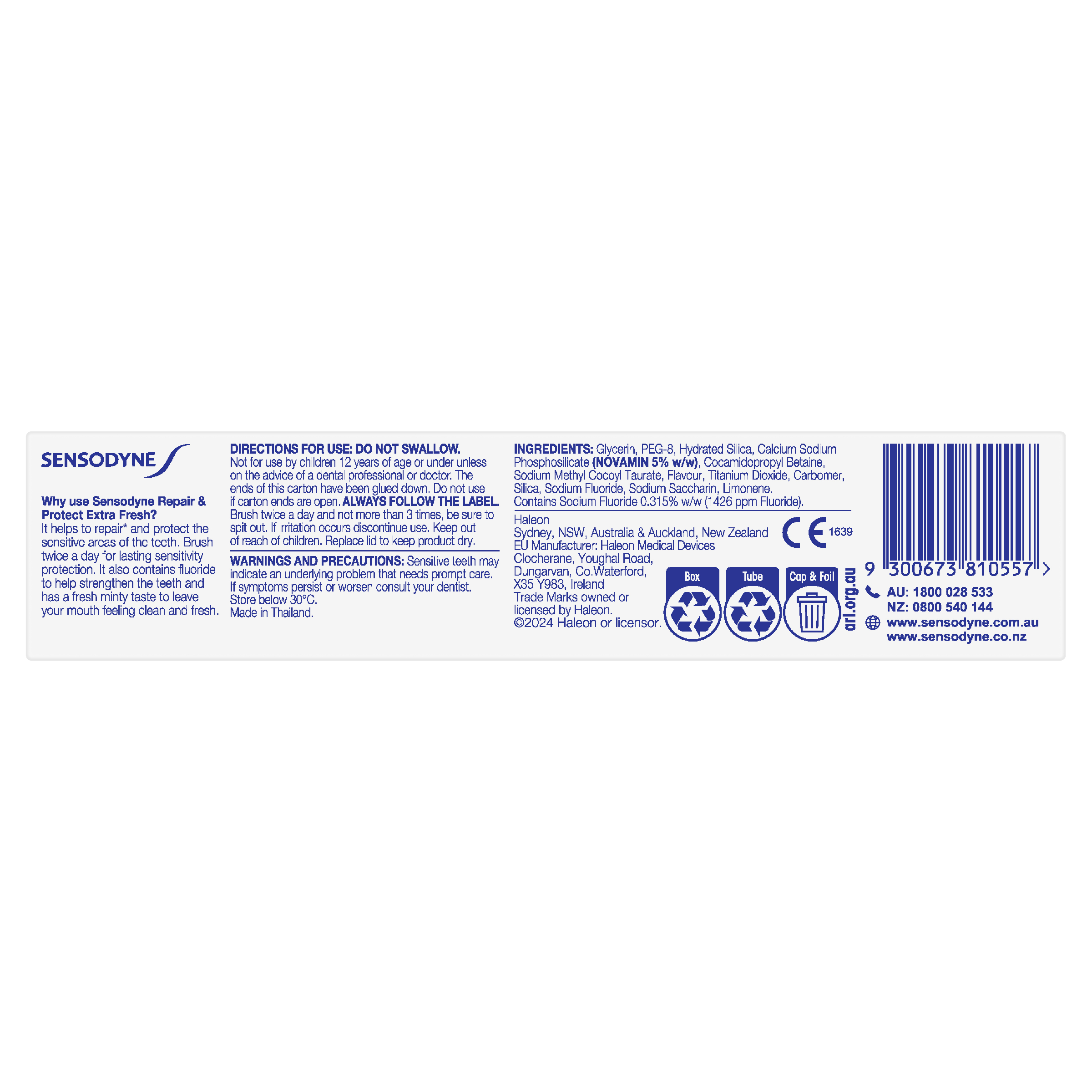 SENSODYNE REPAIR & PROTECT TOOTHPASTE NOVAMIN® EXTRA FRESH 100G - Image 3