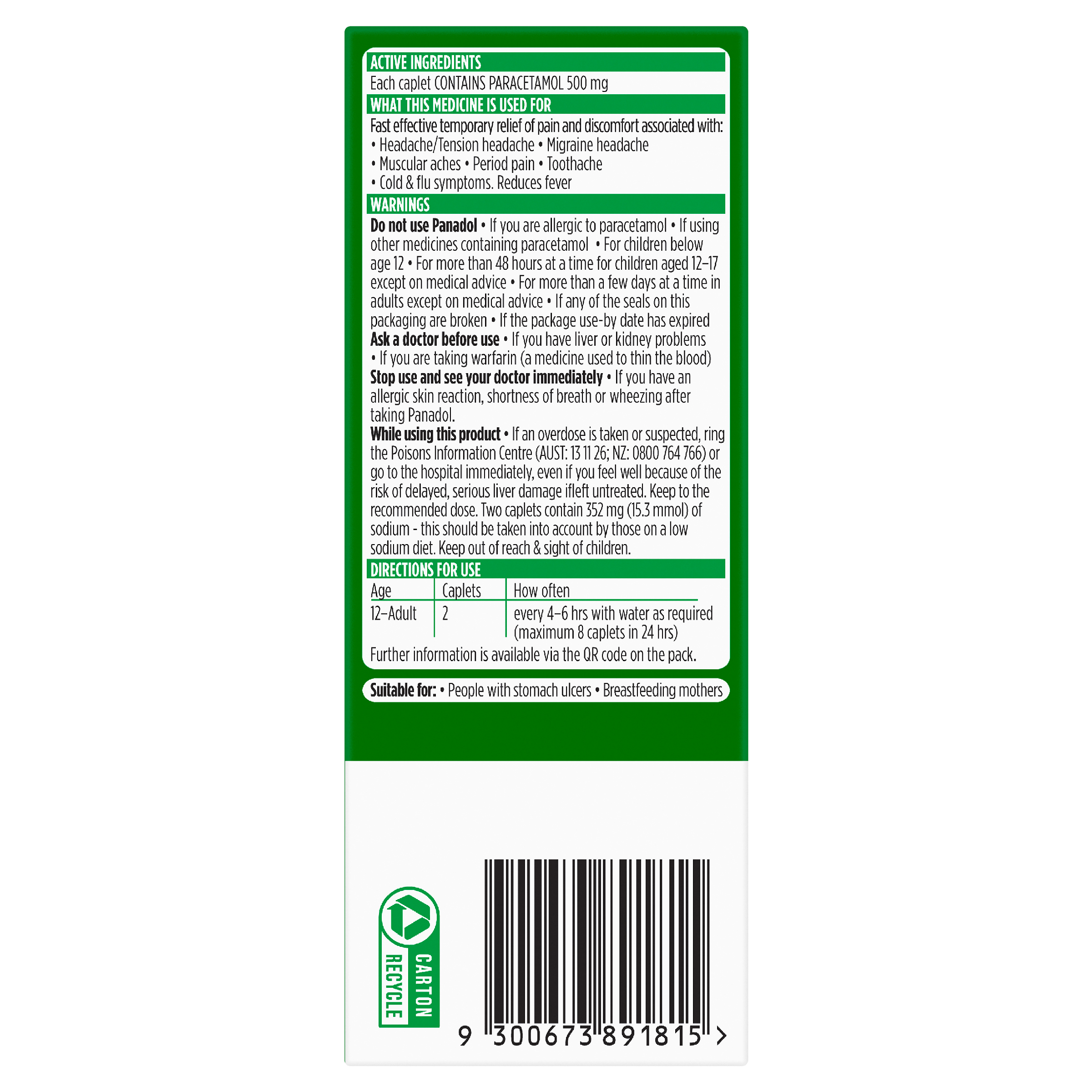 PANADOL RAPID 500MG 48 CAPLETS - Image 4