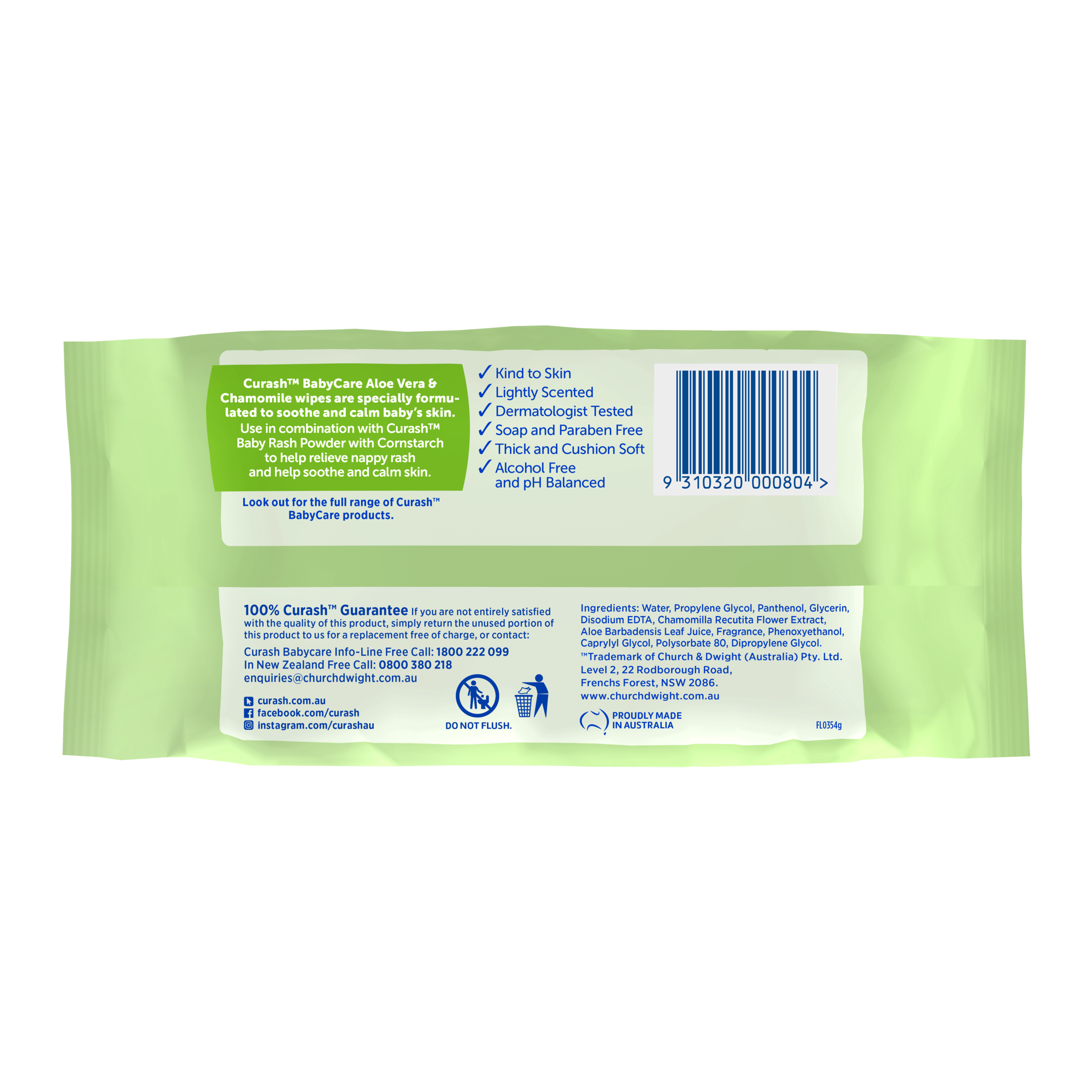 CURASH BABYCARE WIPES ALOE VERA CHAMOMILE 80 PACK - Image 4