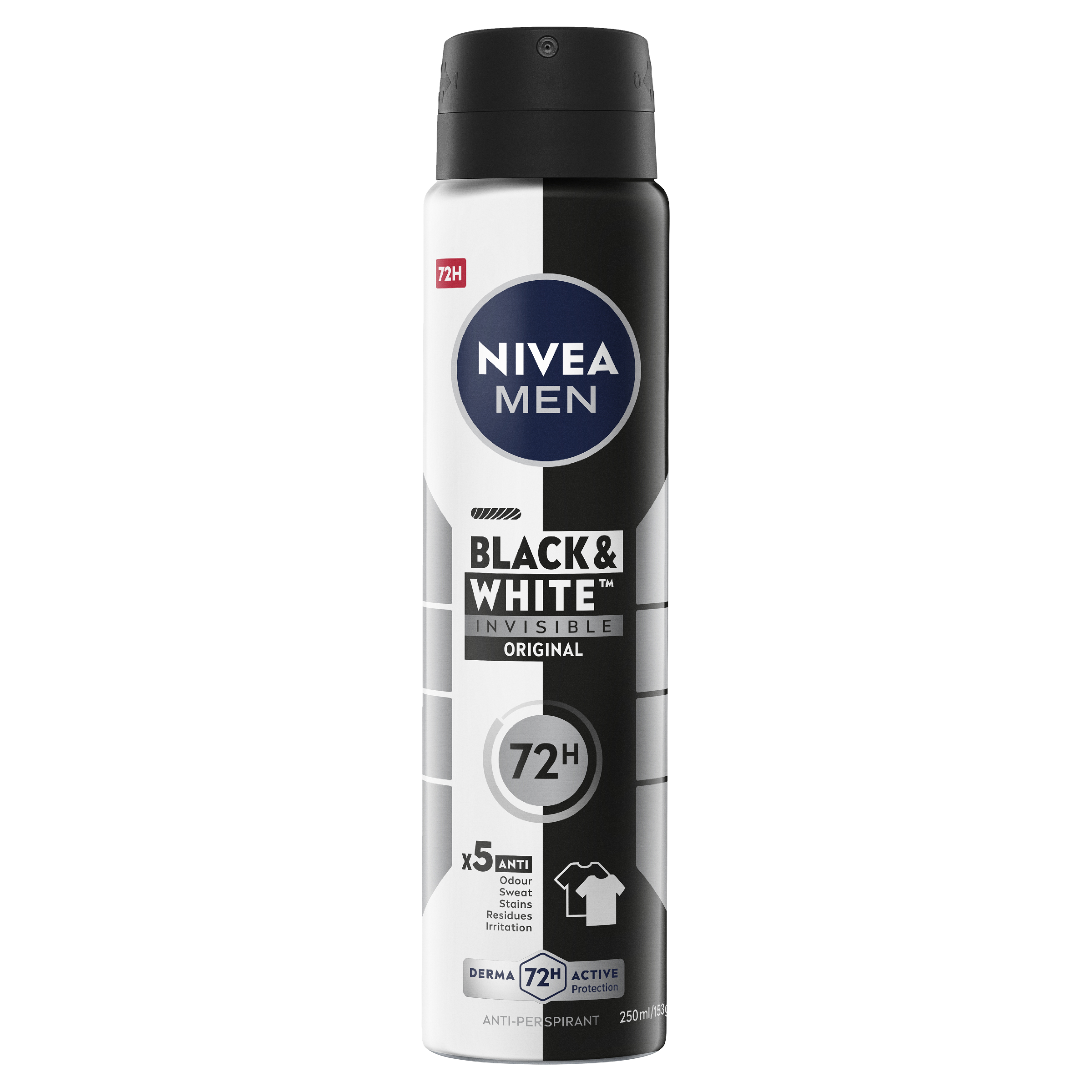 NIVEA MEN ANTIPERSPIRANT B&W INVISIBLE ORIGINAL 48H 250ML