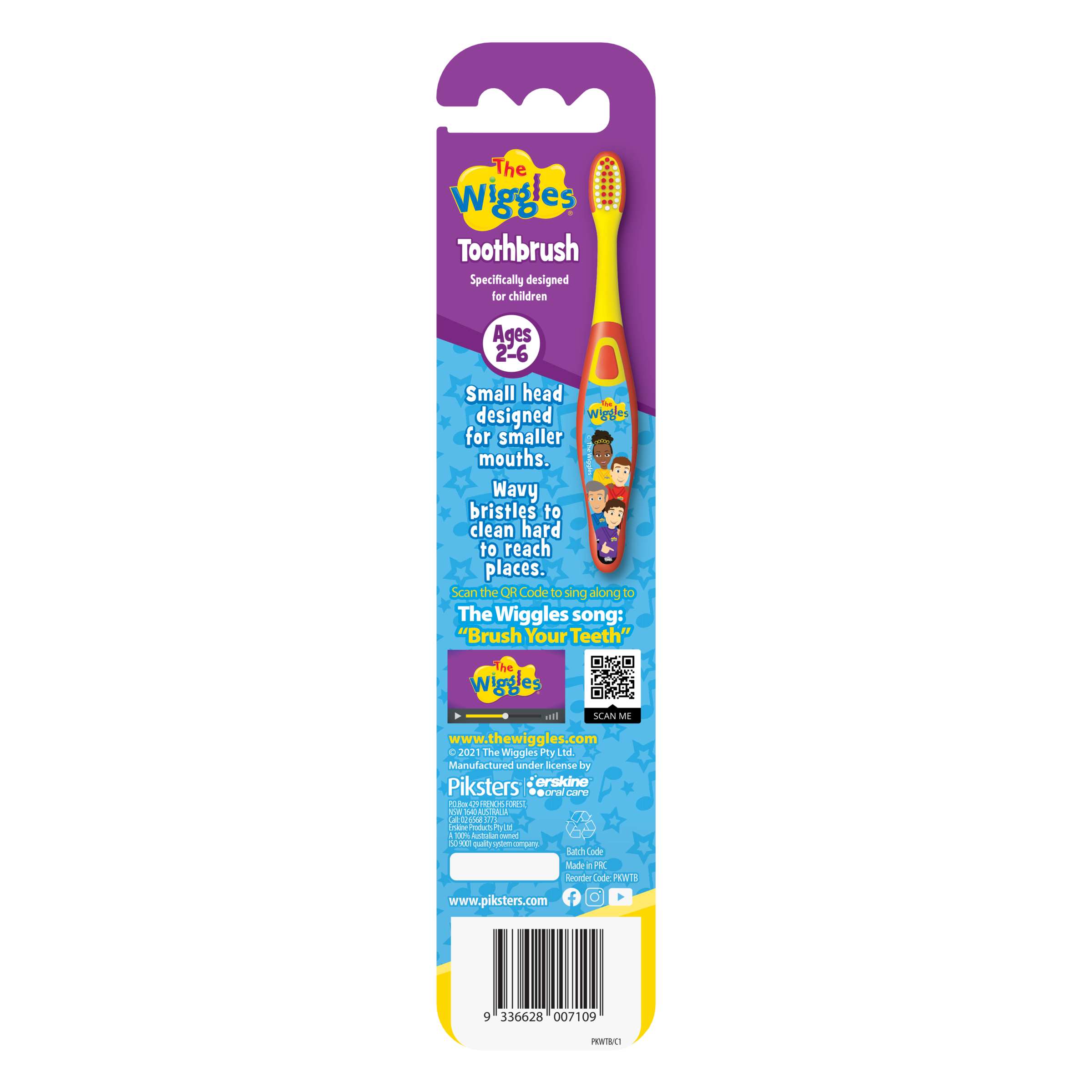 PIKSTERS TOOTHBRUSH THE WIGGLES KIDS  SOFT 2-6 YEARS 1 PACK - Image 2