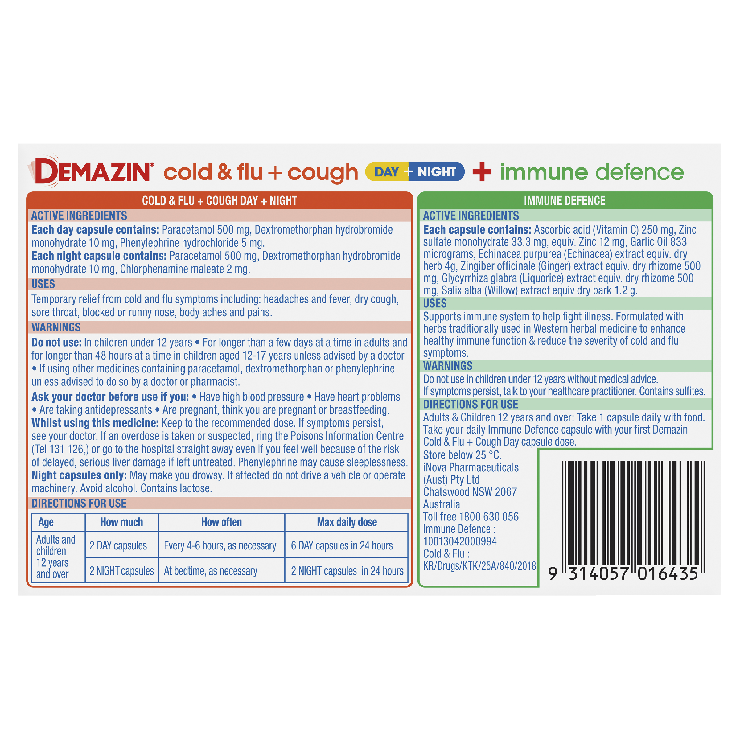 DEMAZIN ULTRA DAY & NIGHT COLD & FLU & IMMUNE PE 34 CAPSULES - Image 4